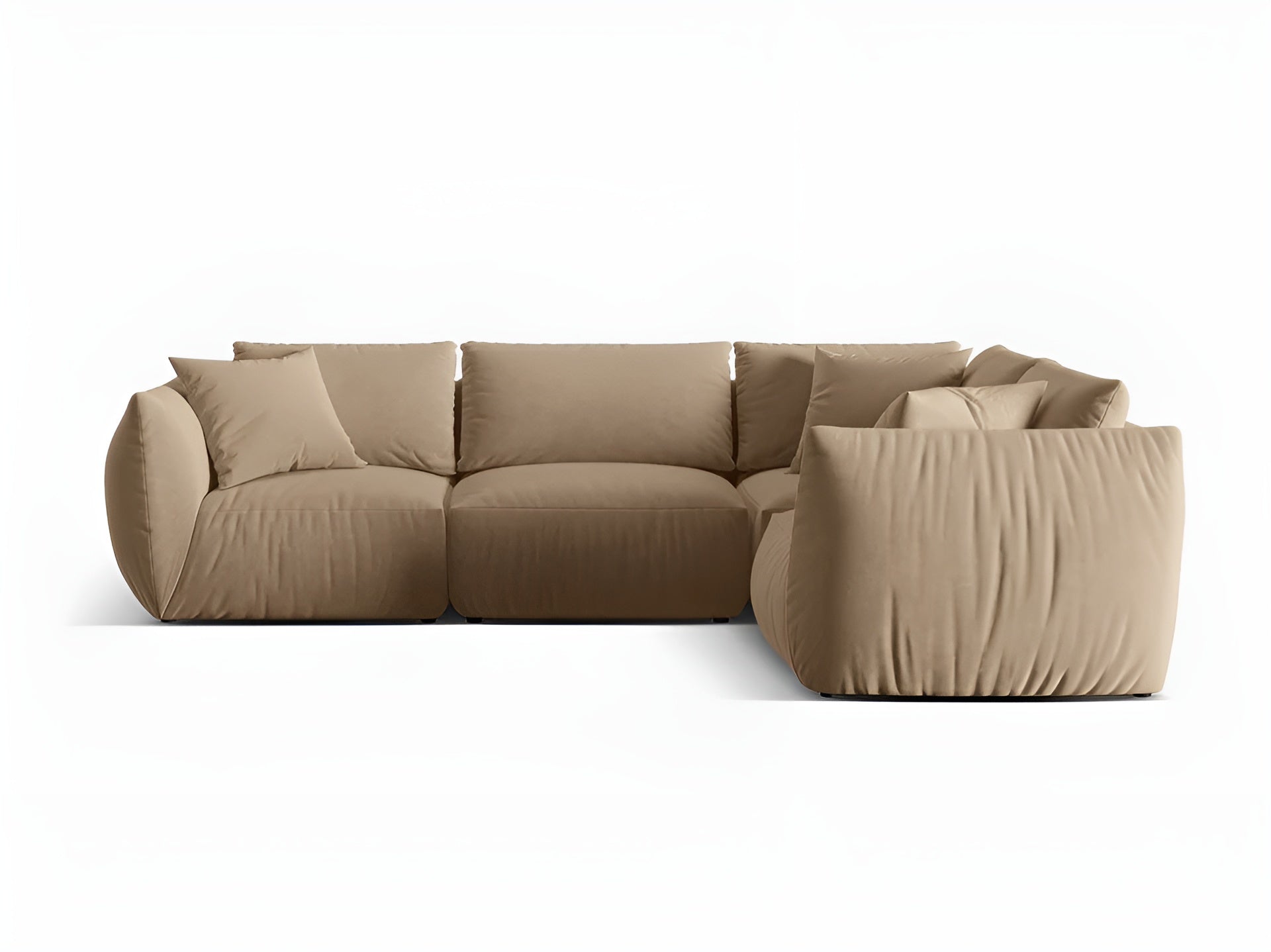 Velvet corner sofa for 4 people right-facing CHRIS sand