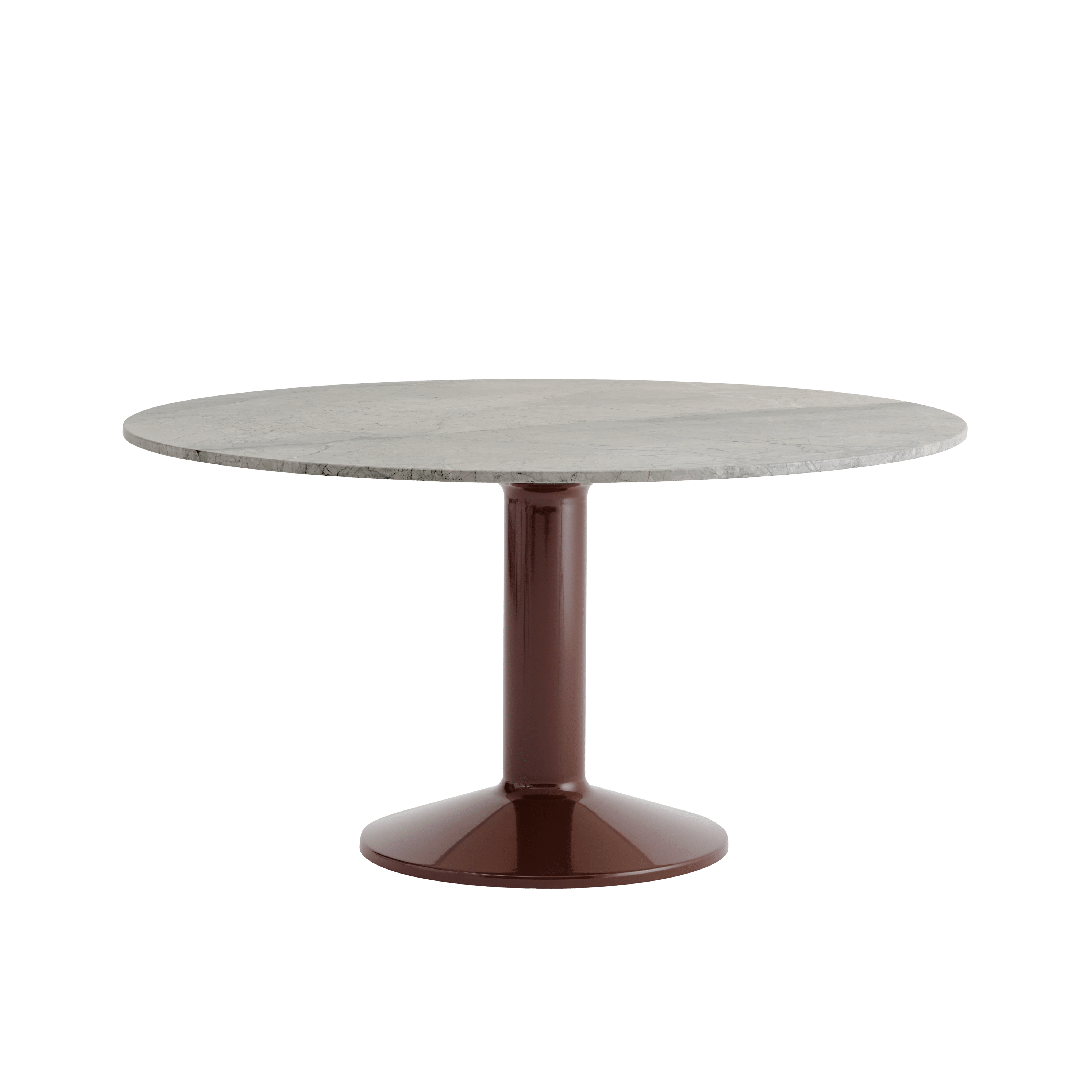 Ronde tafel MIDST grijs marmer met bordeauxkleurige basis