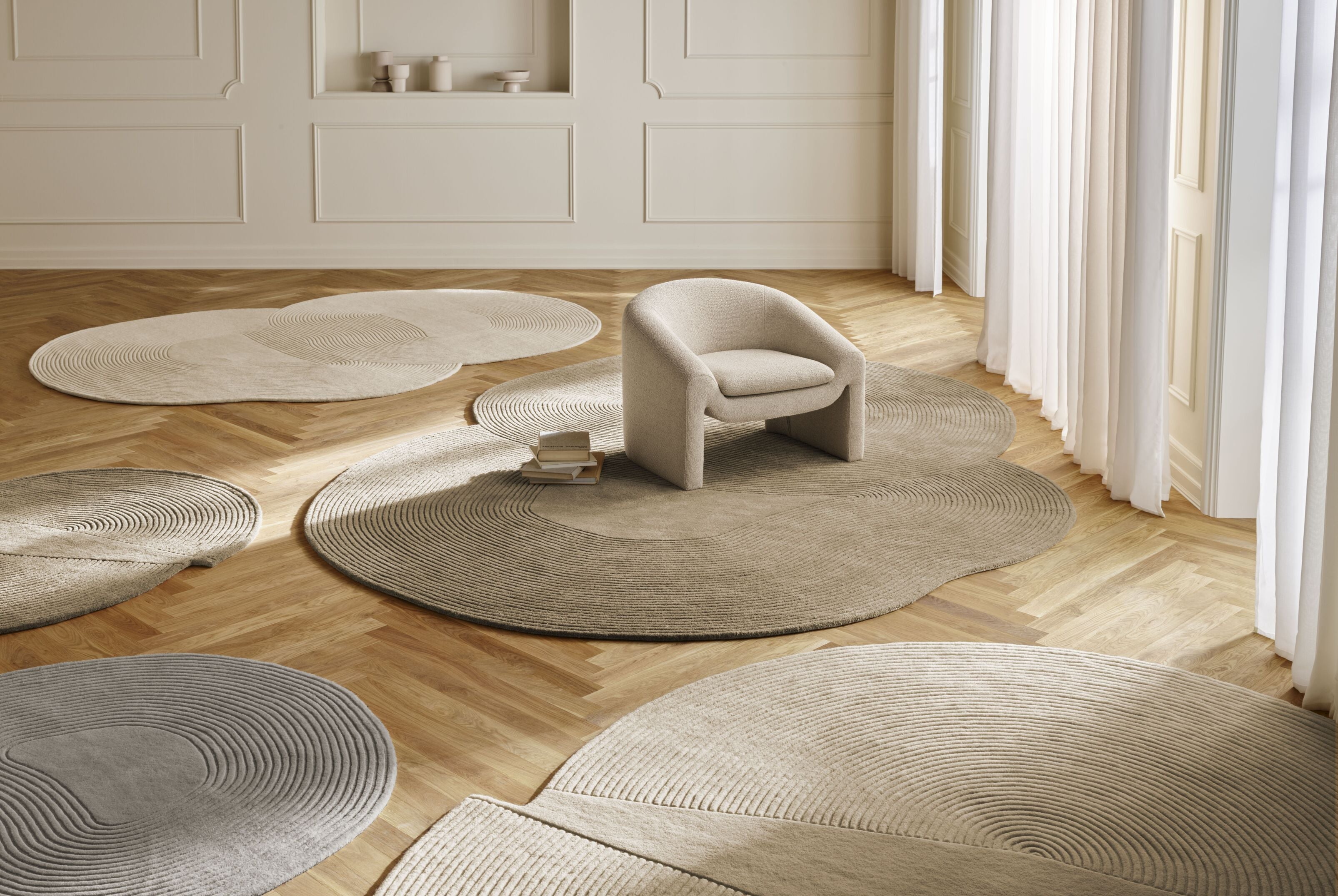 ZEN ROUNDED oval rug brown