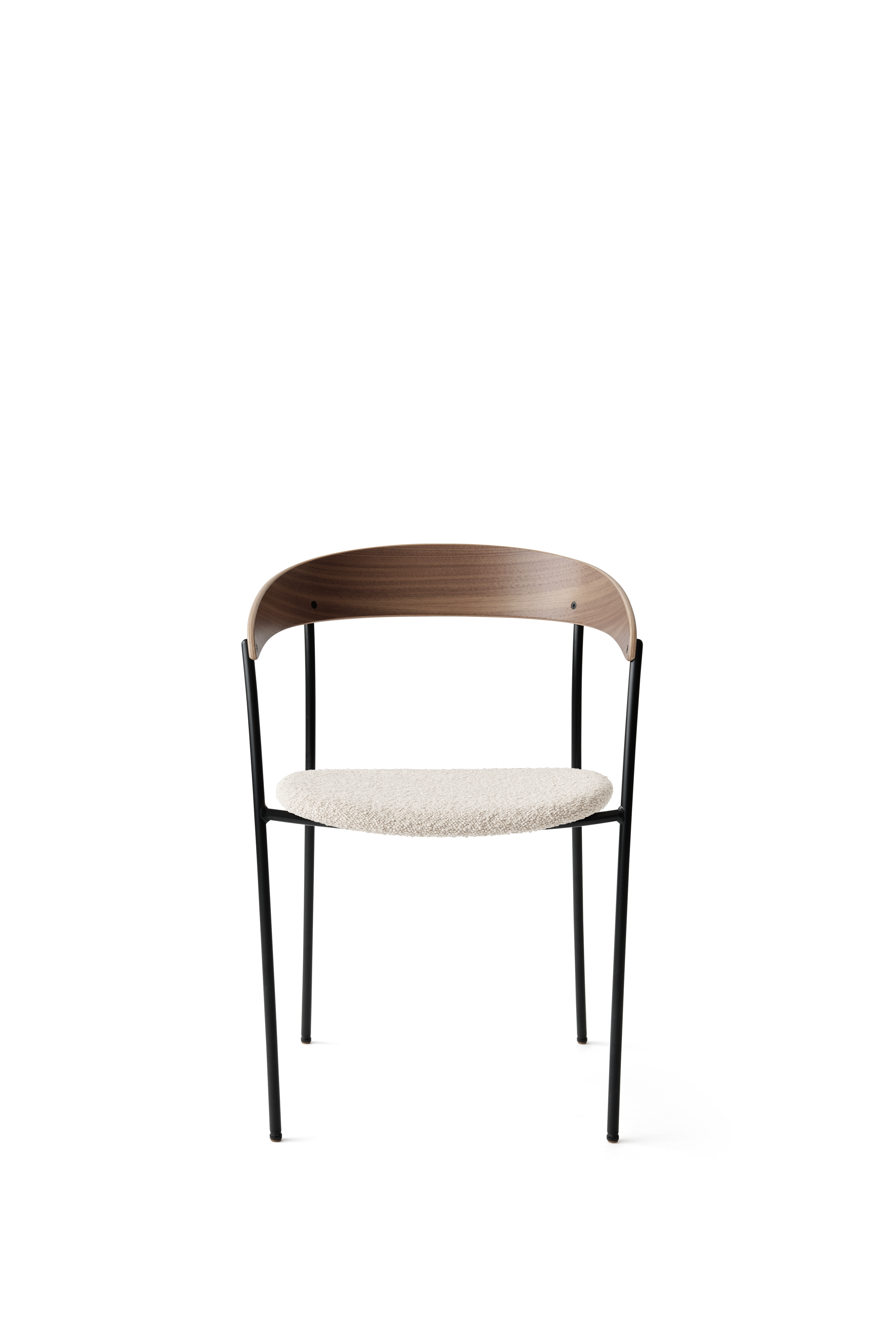 Fauteuil MISSING met armleuningen, gestoffeerd met notenhoutfineer