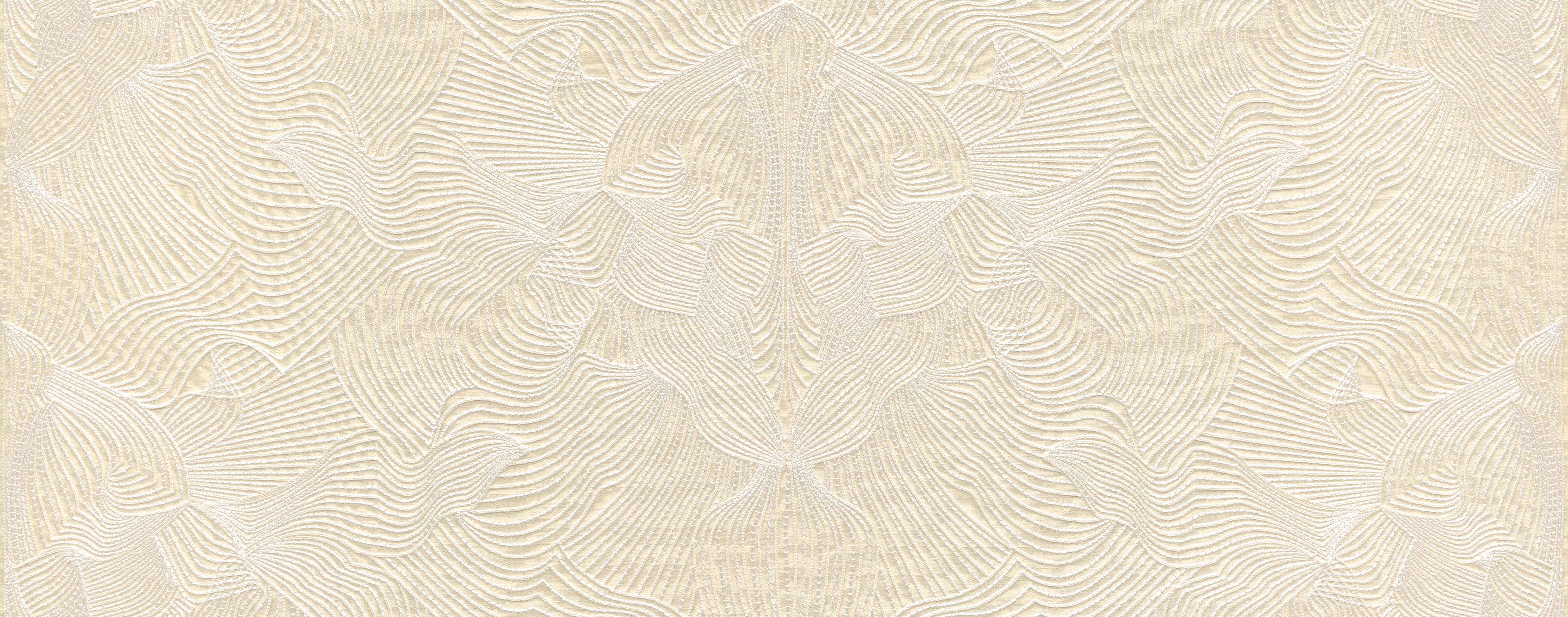 Textile wallpaper with an abstract pattern embroidered with a moiré effect TECHNO BEE EMBROIDERED ivory