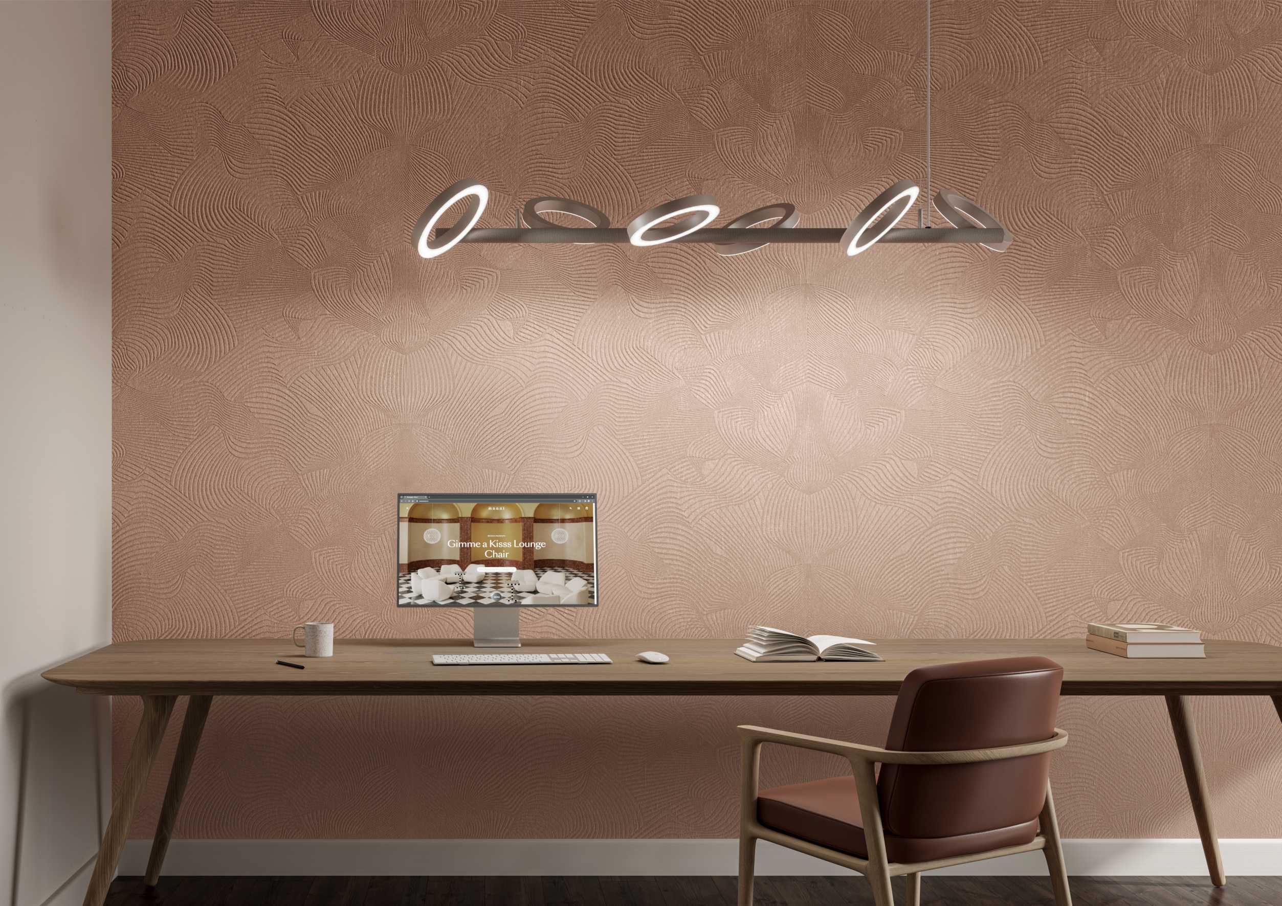 Textielbehang met abstract patroon en moiré-effect TECHNO BEE crème wit