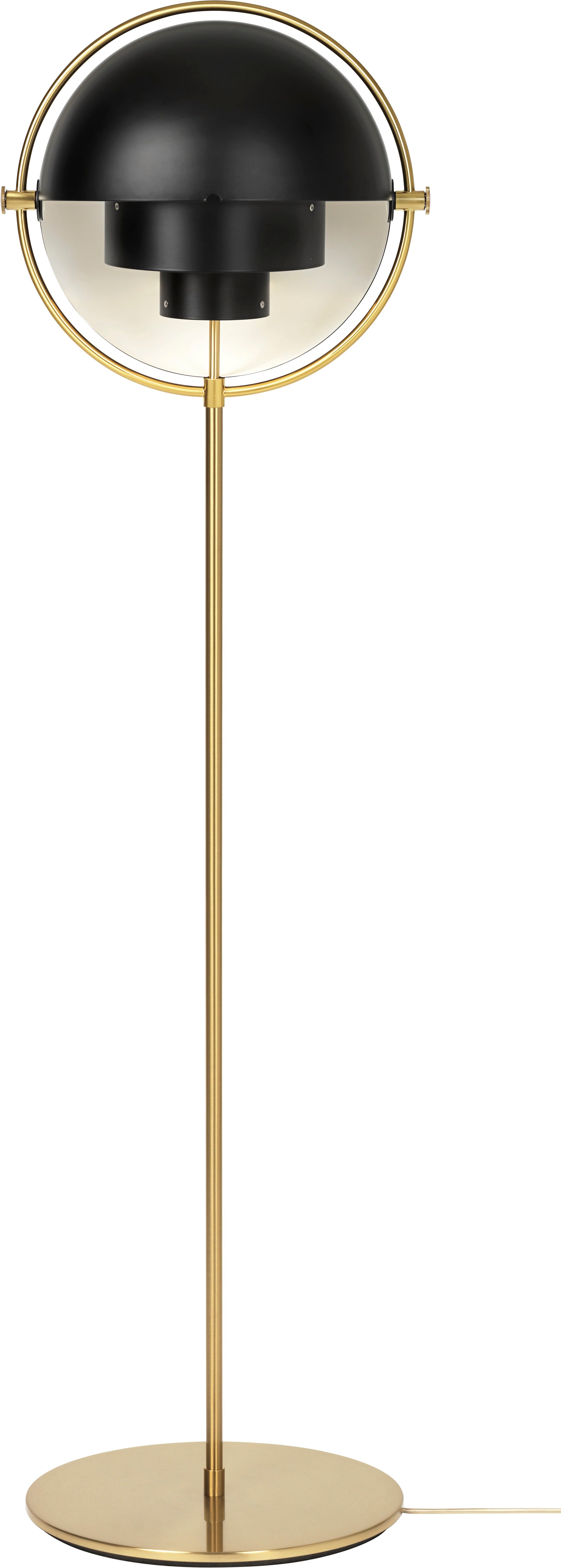 MULTI-LITE floor lamp in black with a brass base
