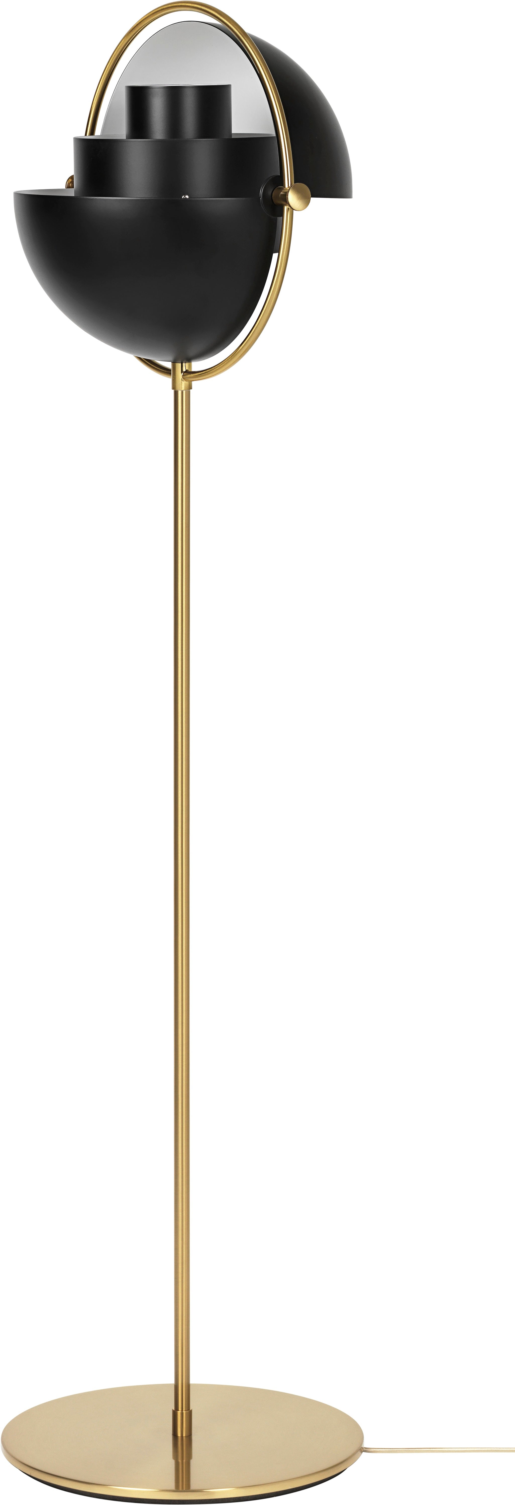 MULTI-LITE floor lamp in black with a brass base