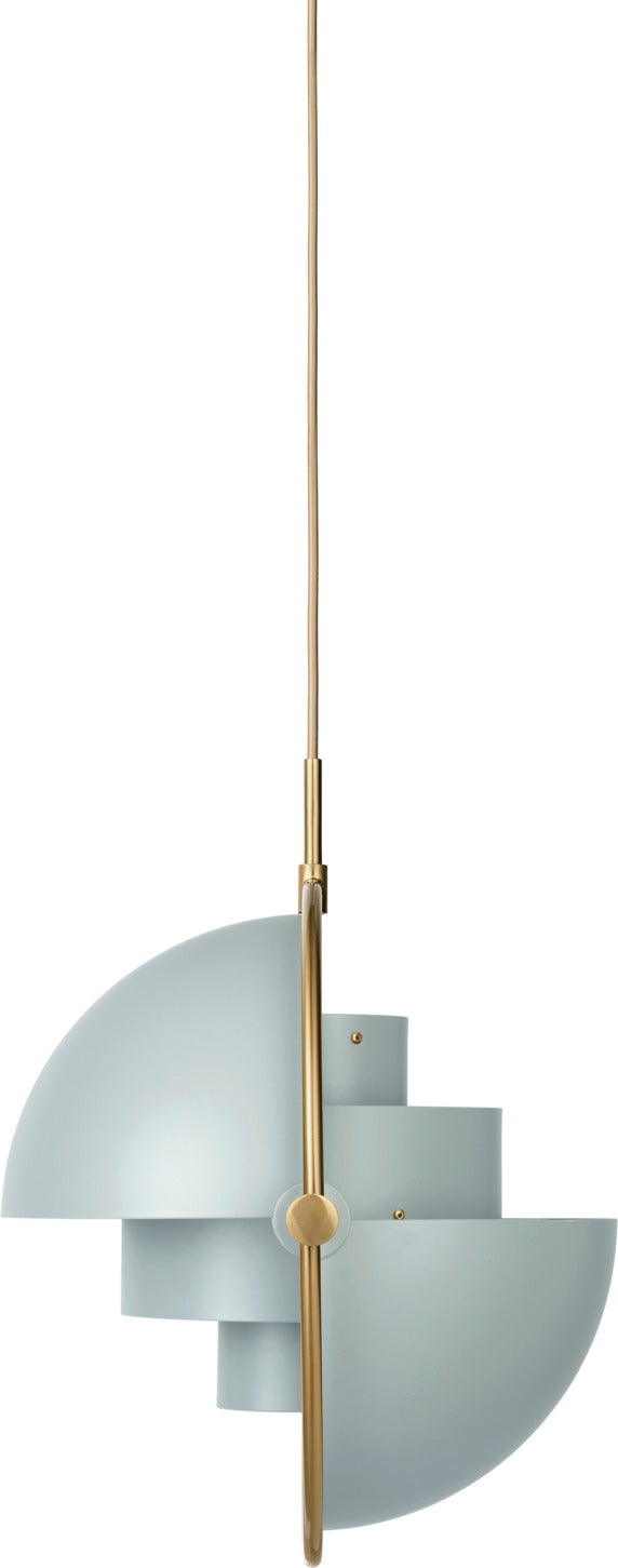 MULTI-LITE pendant lamp in gray-blue with brass