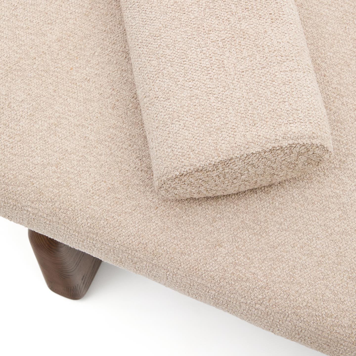 TOPAZ Beige Chenille-Tagesbett mit Untergestell aus dunkler Esche