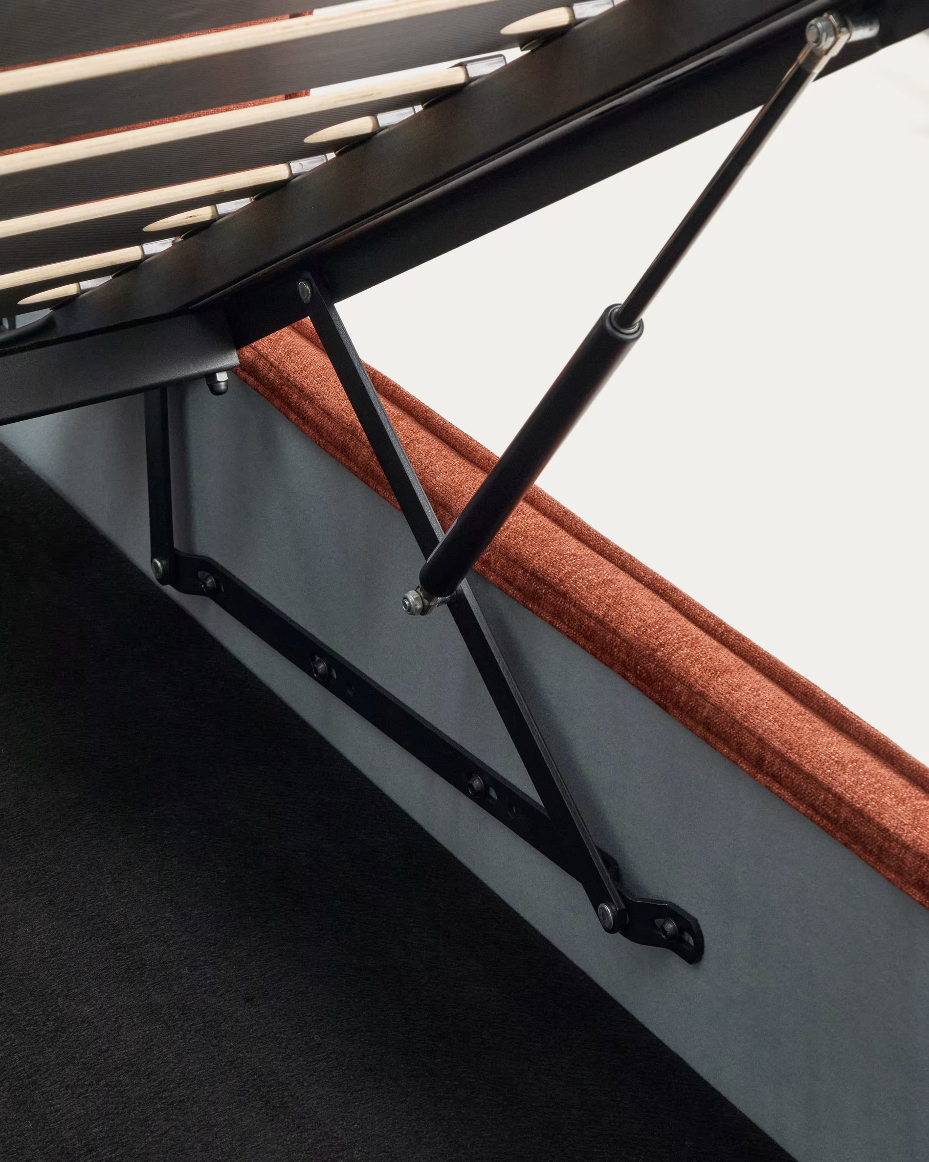 ARVIAN bed met opbergbox voor beddengoed, baksteen kleur szenil