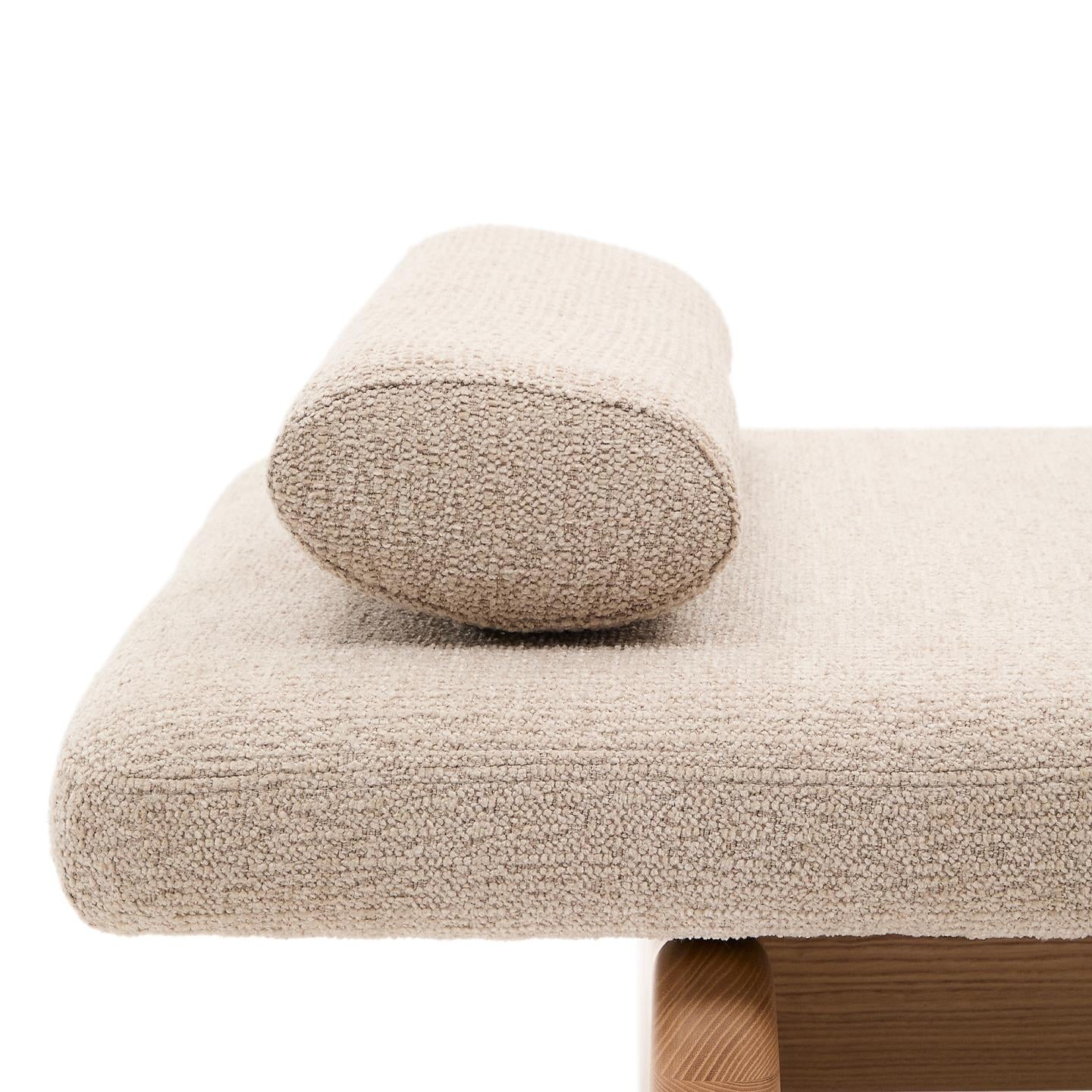 TOPAZ chaise longue in beige chenille with an ash base