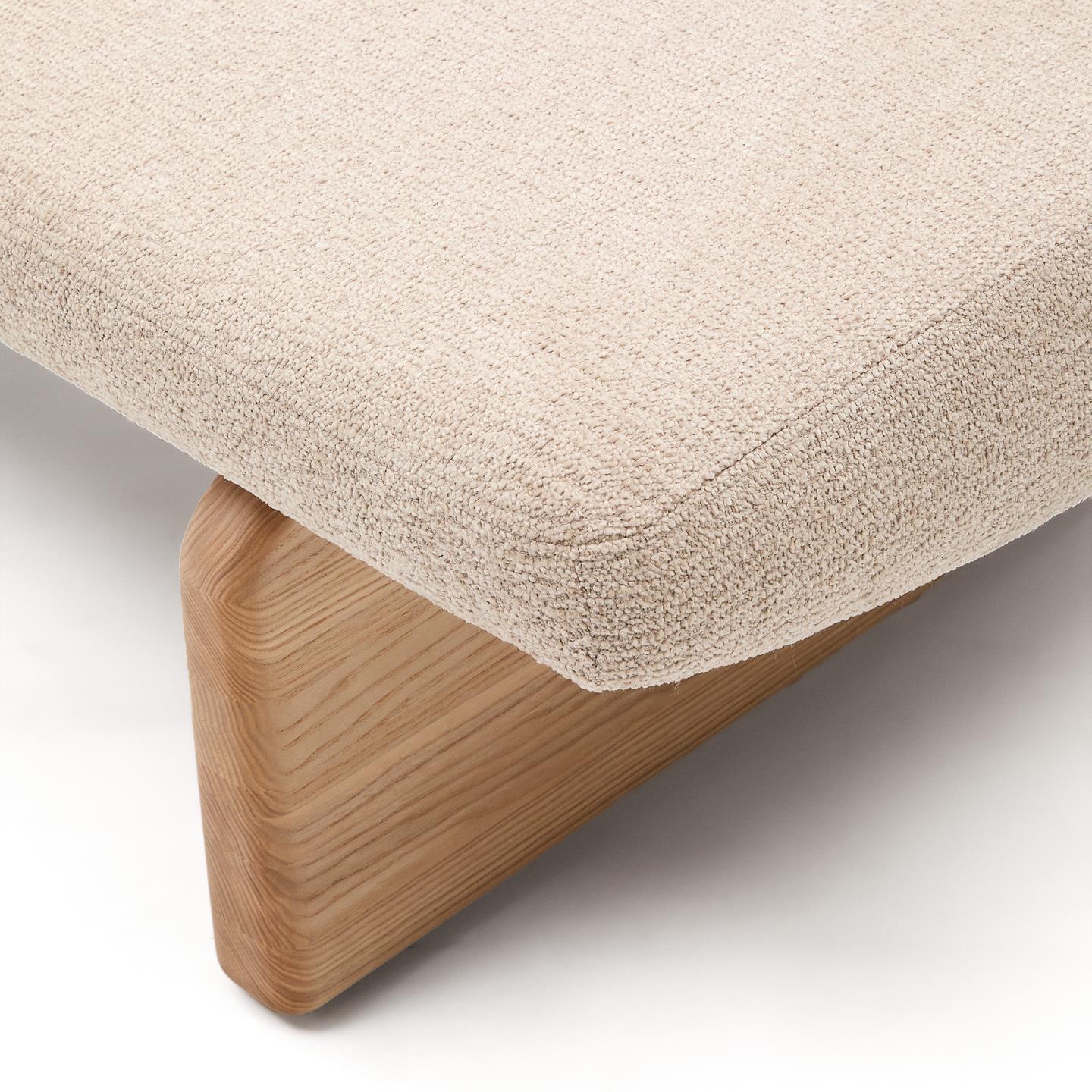 TOPAZ chaise longue in beige chenille with an ash base