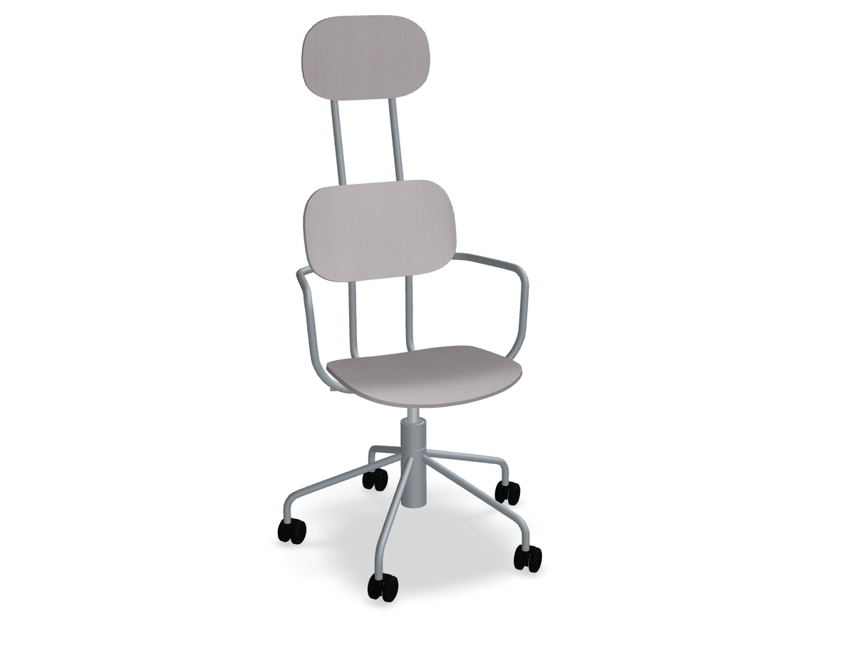 Krzesło biurowe z zagłówkiem NEW SCHOOL ciemnoszara podstawa z regulowaną wysokością, marka .mdd