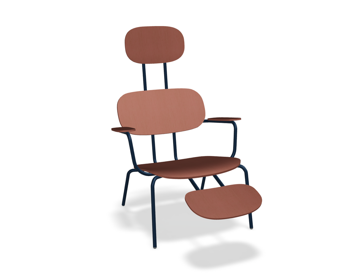 Fotel z zagłówkiem NEW SCHOOL LOUNGE niebieska podstawa – .mdd