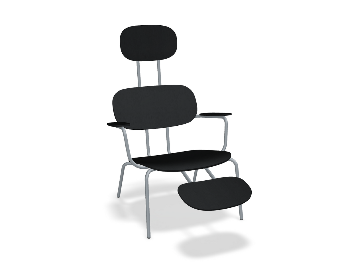 Fotel z zagłówkiem NEW SCHOOL LOUNGE ciemnoszara podstawa z podłokietnikami