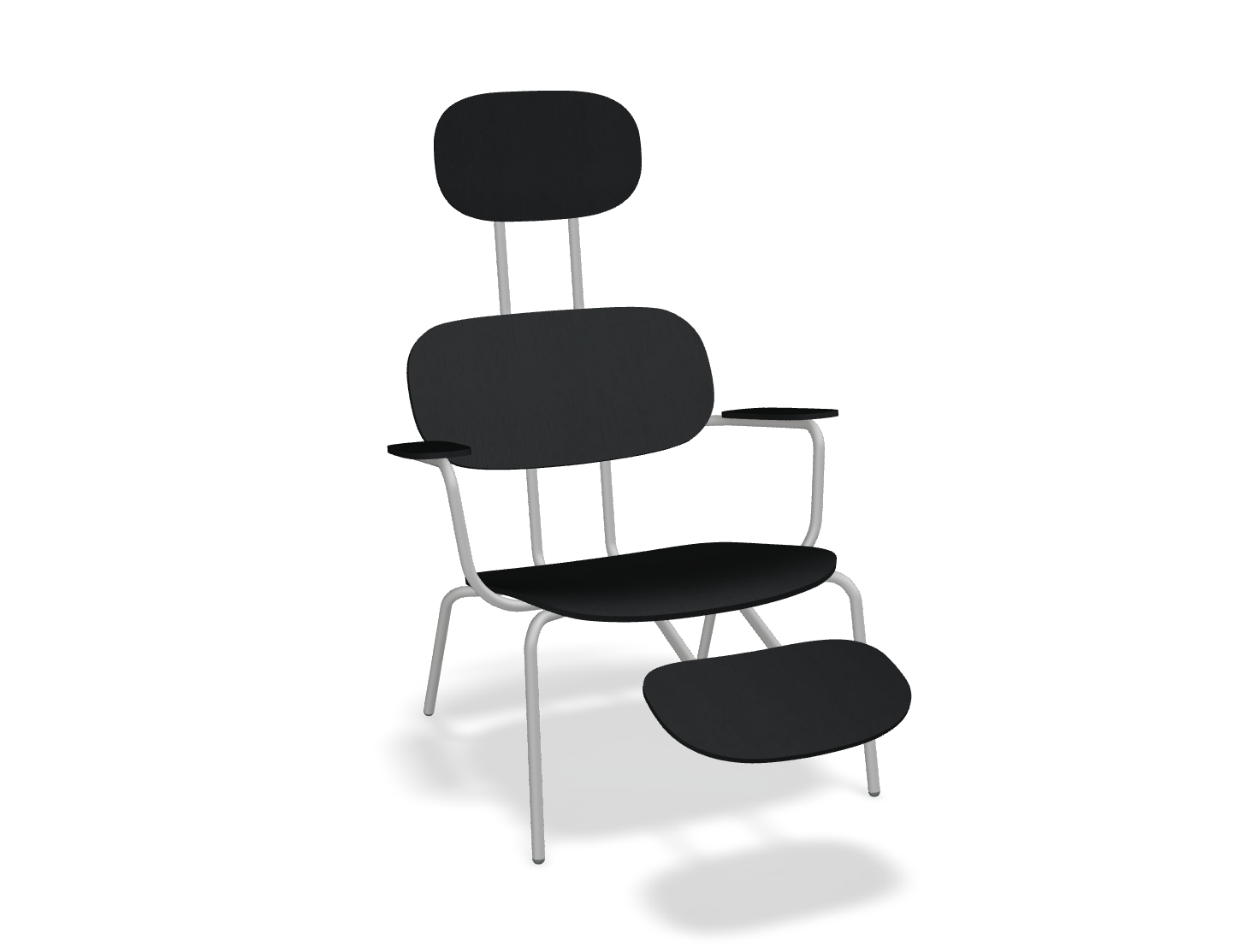 Fotel z zagłówkiem NEW SCHOOL LOUNGE jasnoszara podstawa z podłokietnikami