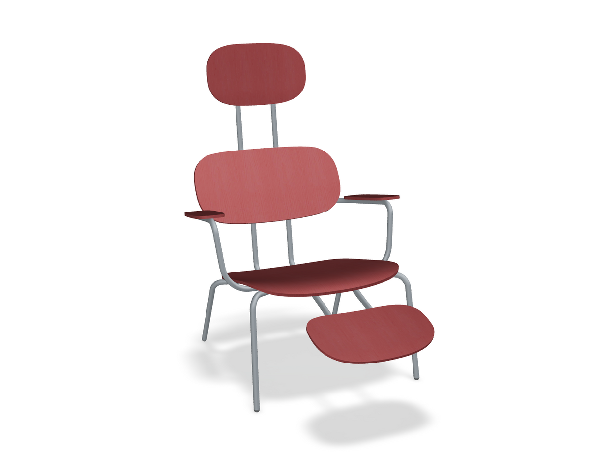 Fotel z zagłówkiem NEW SCHOOL LOUNGE ciemnoszara podstawa do salonu