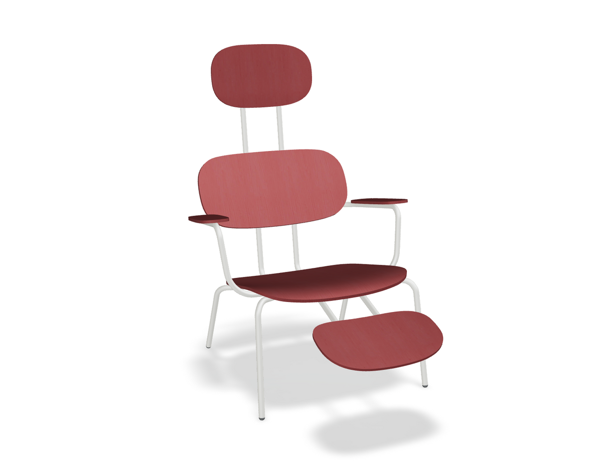 Fotel z zagłówkiem NEW SCHOOL LOUNGE perłowa podstawa z podłokietnikami