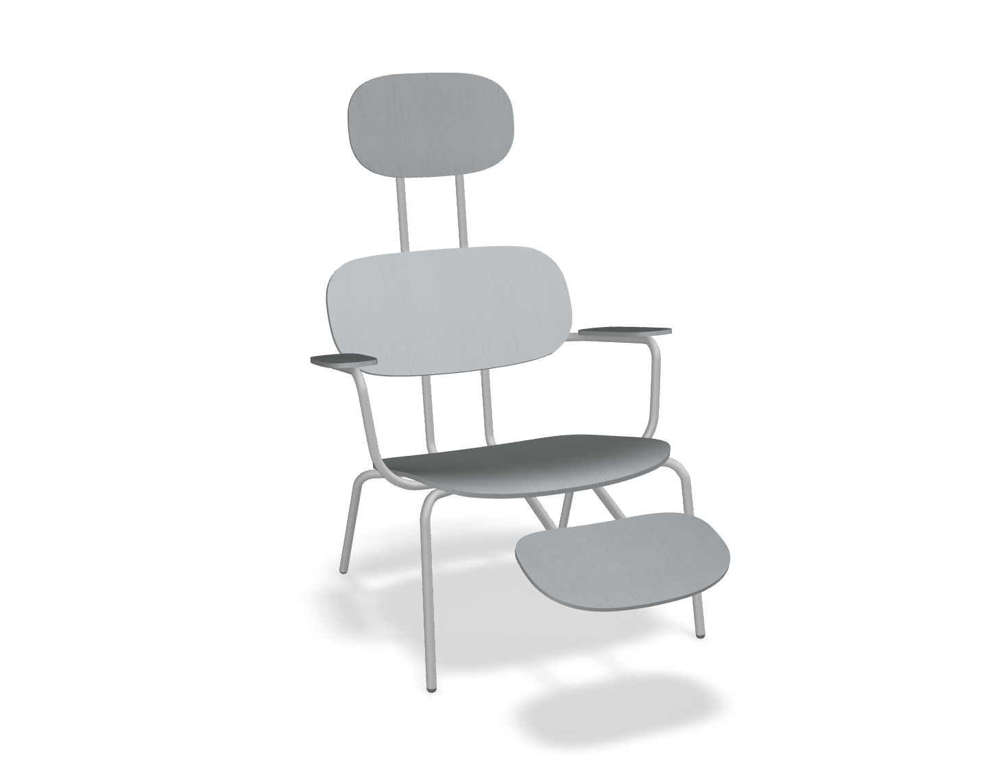 Fotel z zagłówkiem NEW SCHOOL LOUNGE jasnoszara podstawa z podłokietnikami