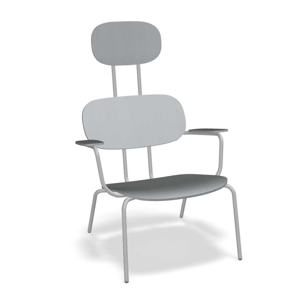 Fotel z zagłówkiem NEW SCHOOL LOUNGE jasnoszara podstawa – .mdd