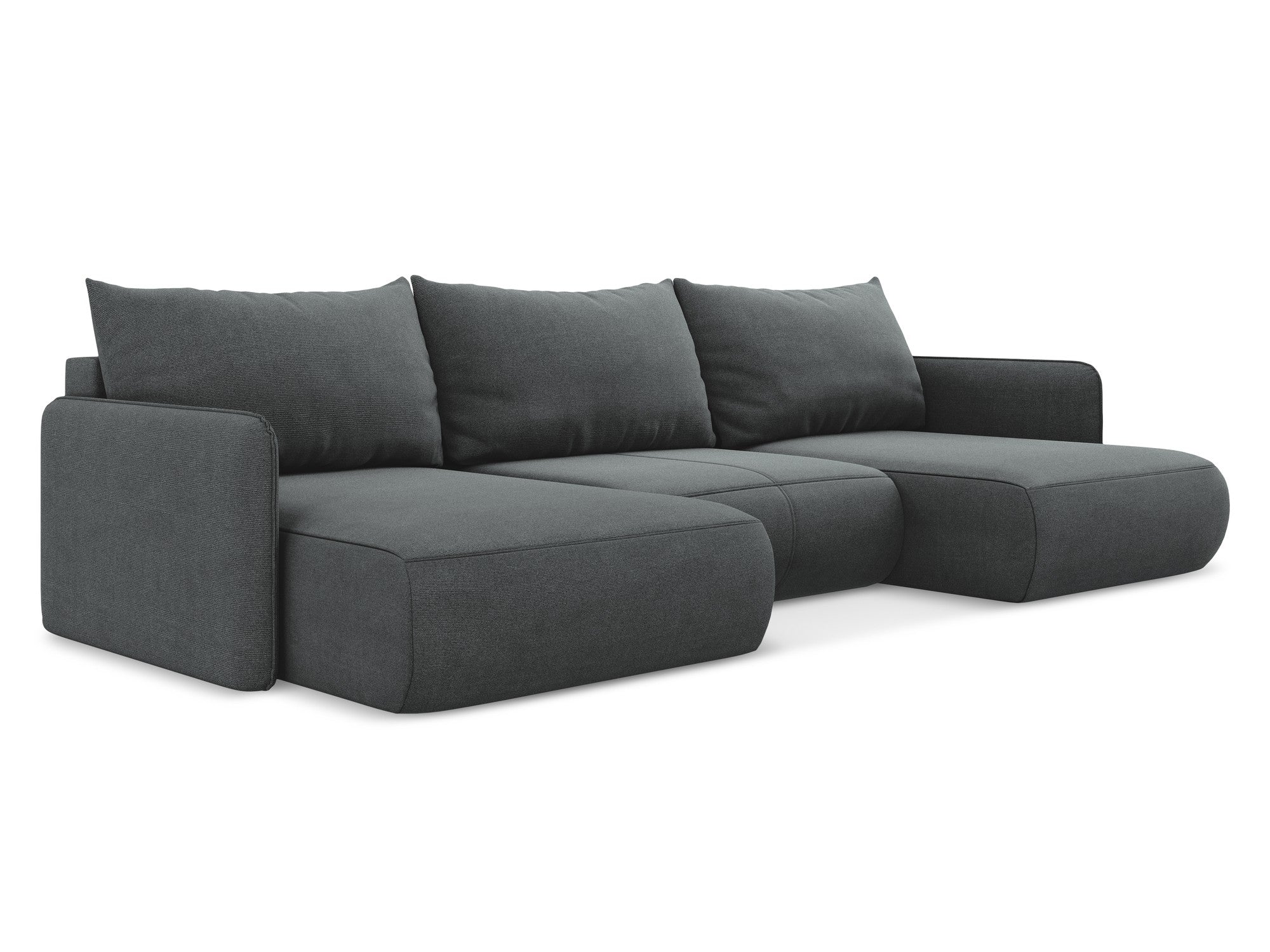 Gray panoramic corner sofa with sleeping function NANEA