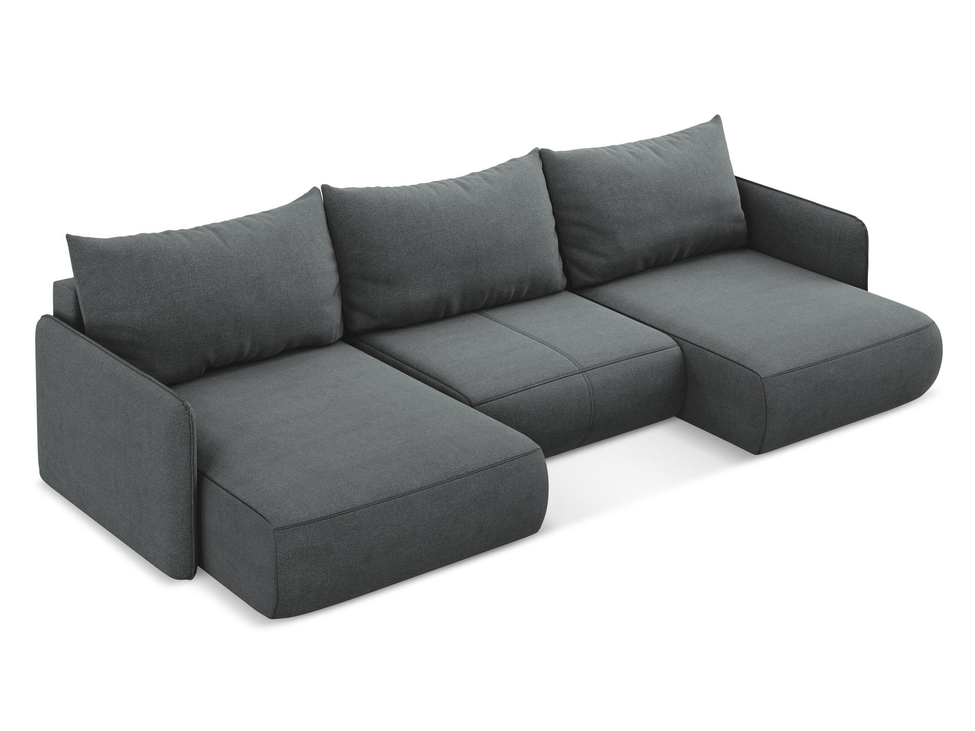 Gray panoramic corner sofa with sleeping function NANEA