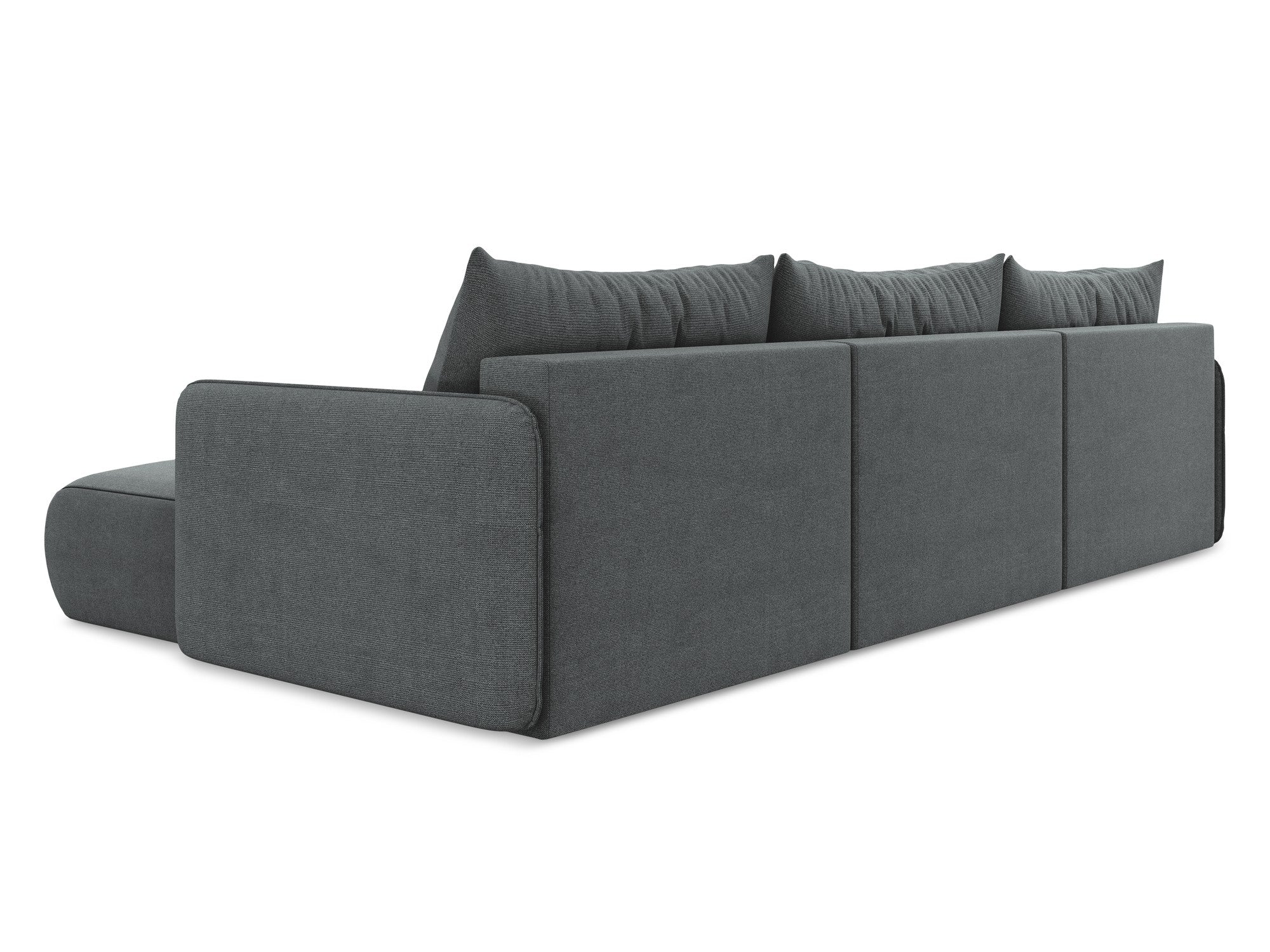 Gray panoramic corner sofa with sleeping function NANEA