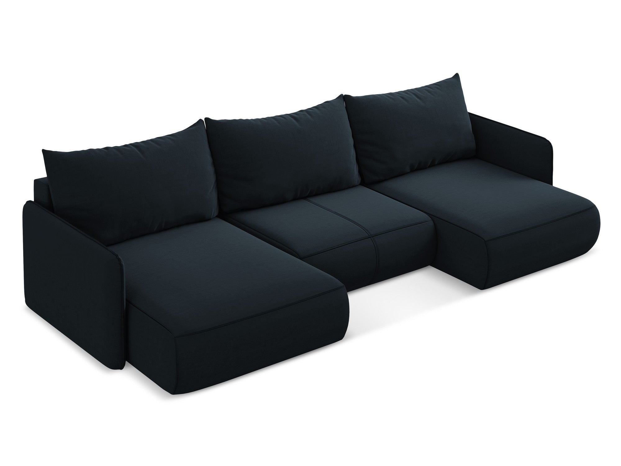 Panoramischer Samt-Ecksofa mit Schlaf-Funktion NANEA in königsblau