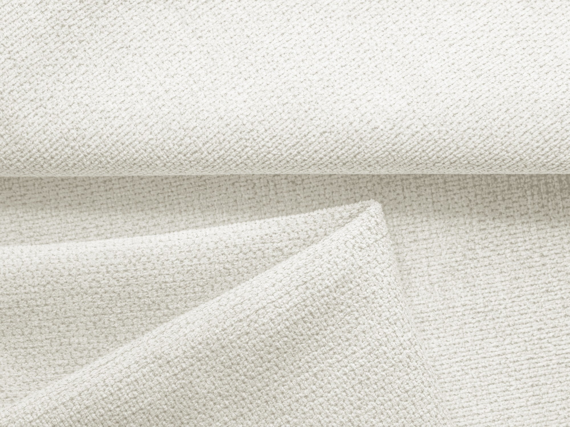 Panoramische hoekbank met slaapfunctie NANEA witte chenille