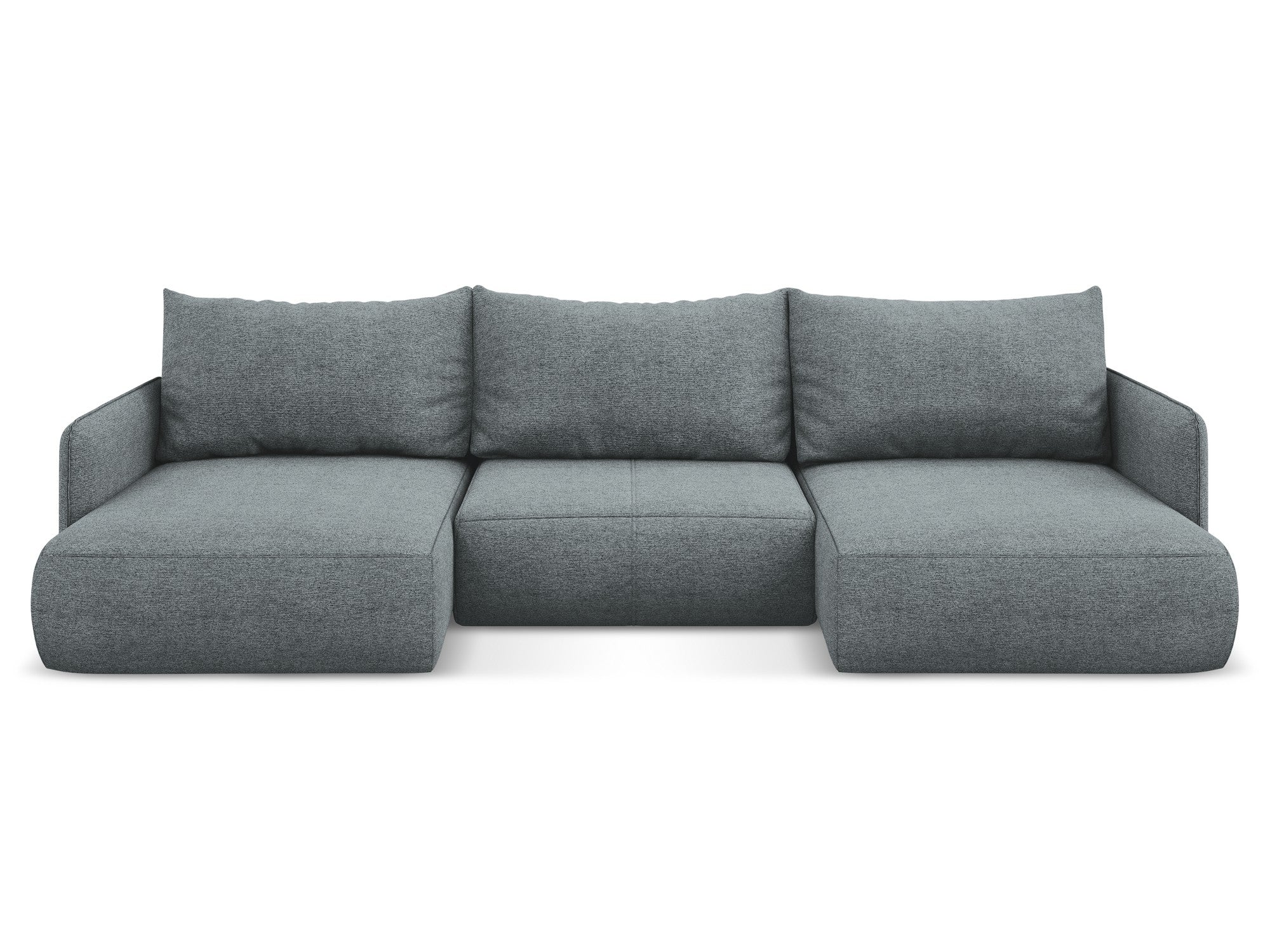 Panoramische hoekbank met slaapfunctie NANEA in denimblauw chenille