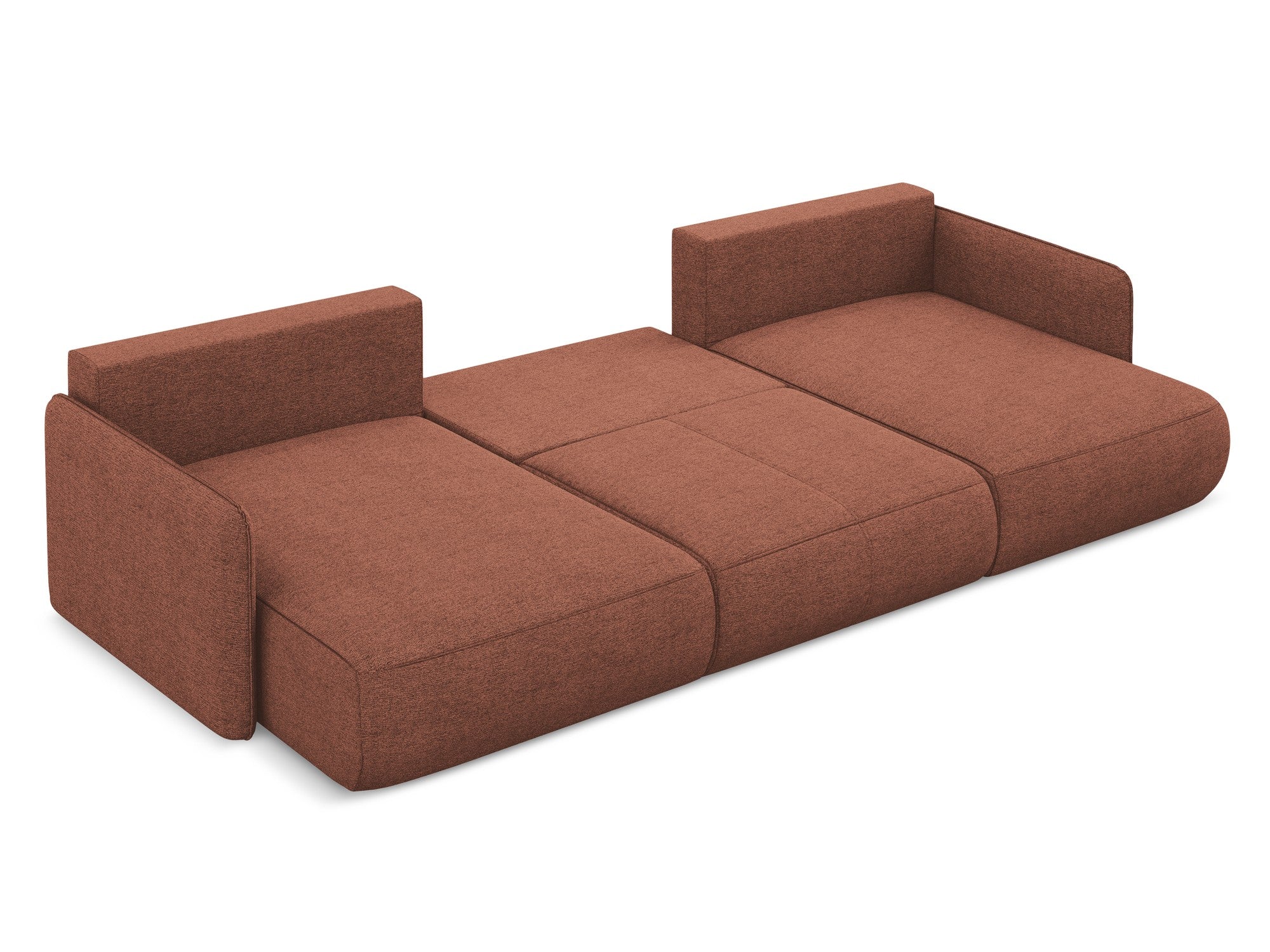 Panoramic corner sofa with sleeping function NANEA in muted pink chenille