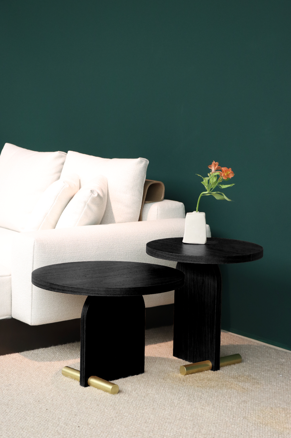 NOVA side table black ash veneer with brass finish