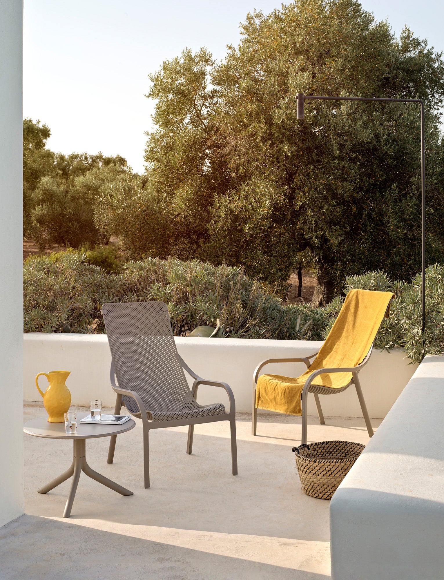 Buitenfauteuil NET mosterdkleurig