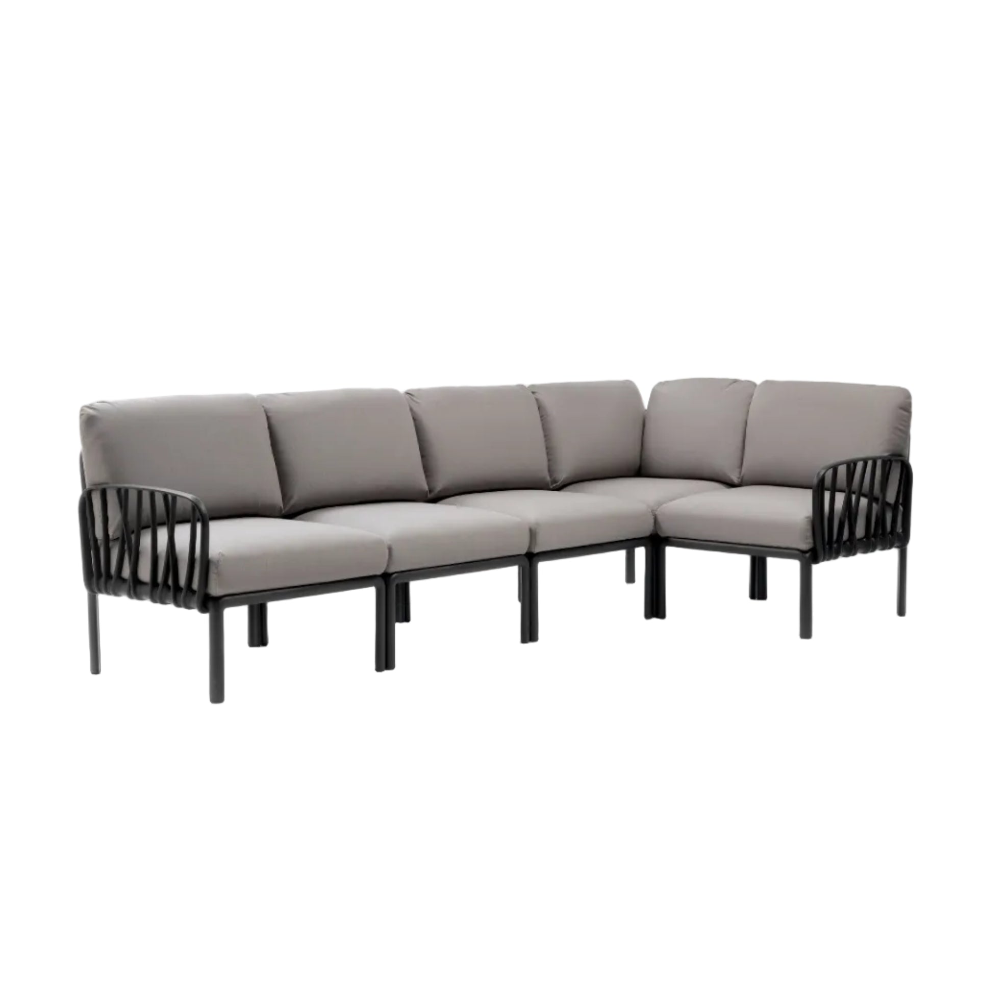 Modularer Außen-Ecksofa KOMODO 5 grau mit anthrazitfarbenem Gestell