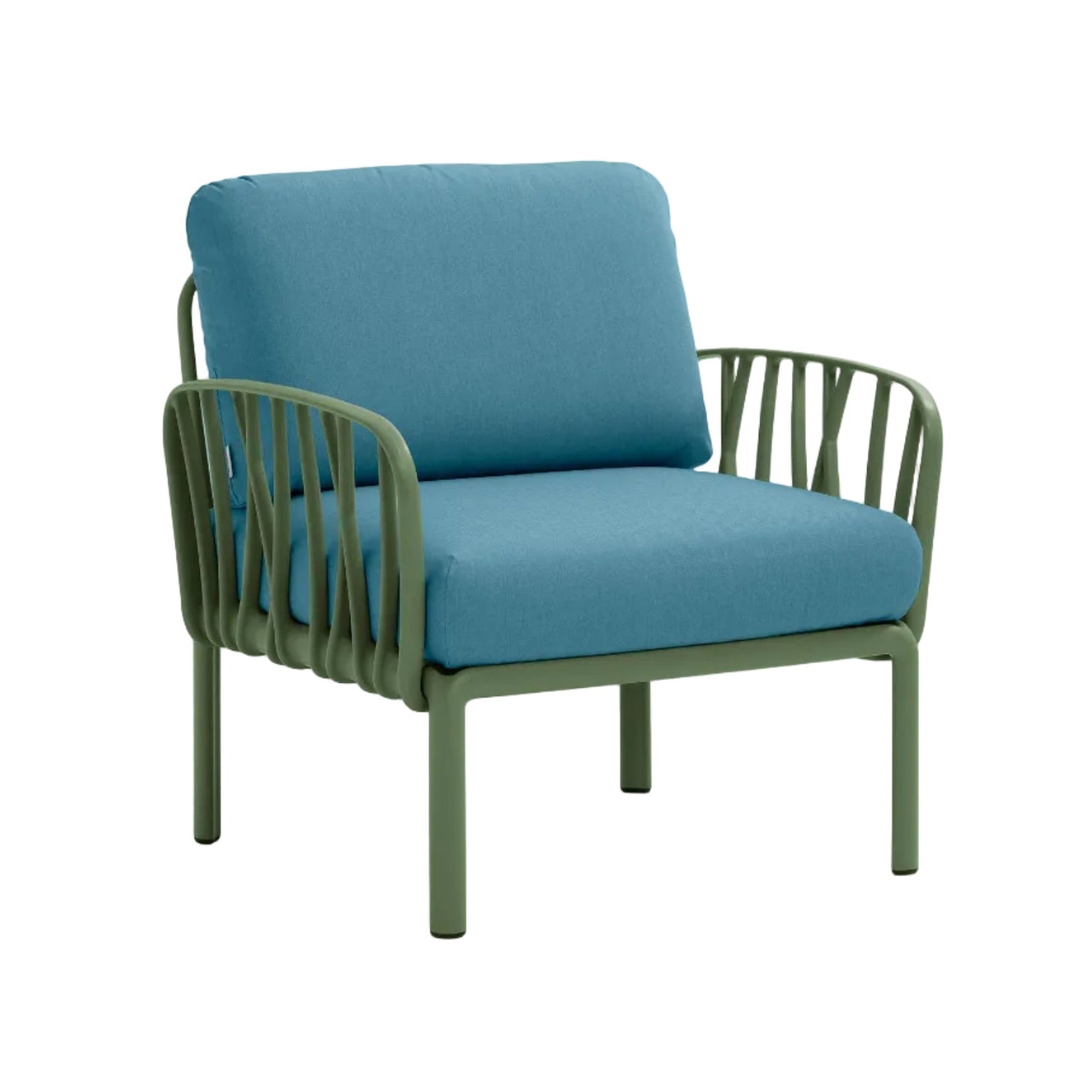 KOMODO Outdoor Armchair Blue Sunbrella® with Green Agave Base