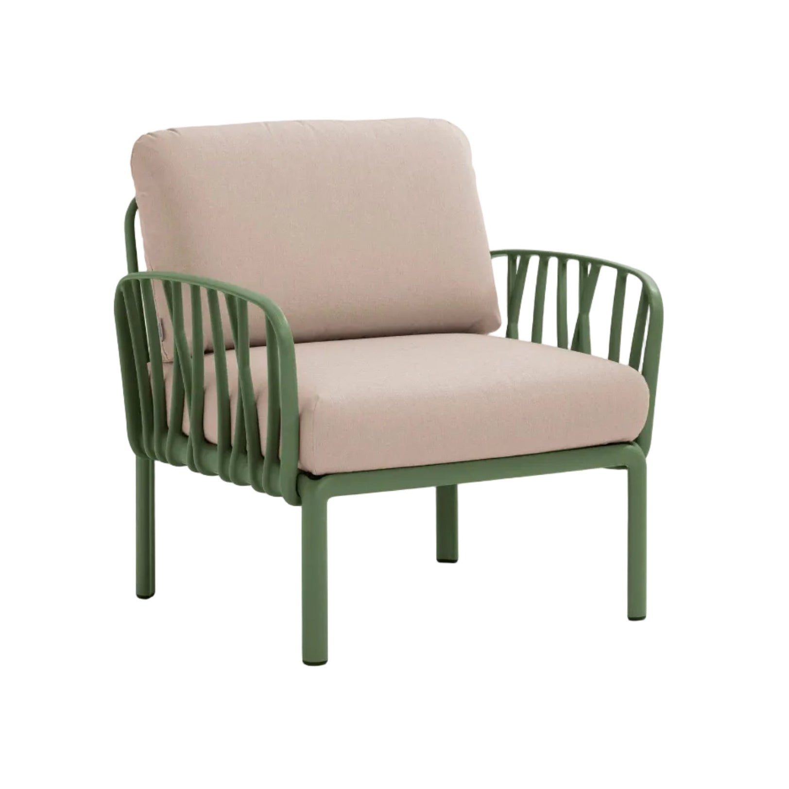 Outdoor Armchair KOMODO Beige Sunbrella® with Green Agave Base
