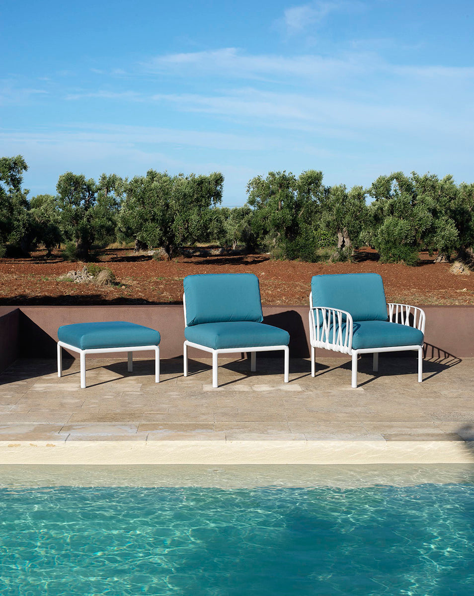 Outdoor Pouf KOMODO Dark Green Sunbrella® with Green Agave Base