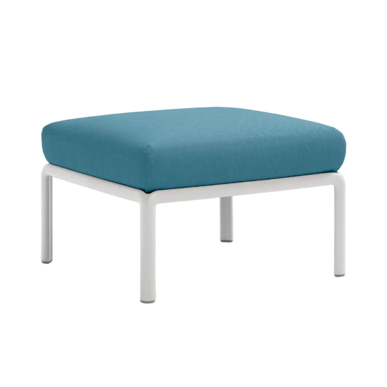 Puff für den Außenbereich KOMODO blau Sunbrella® mit weißem Fuß