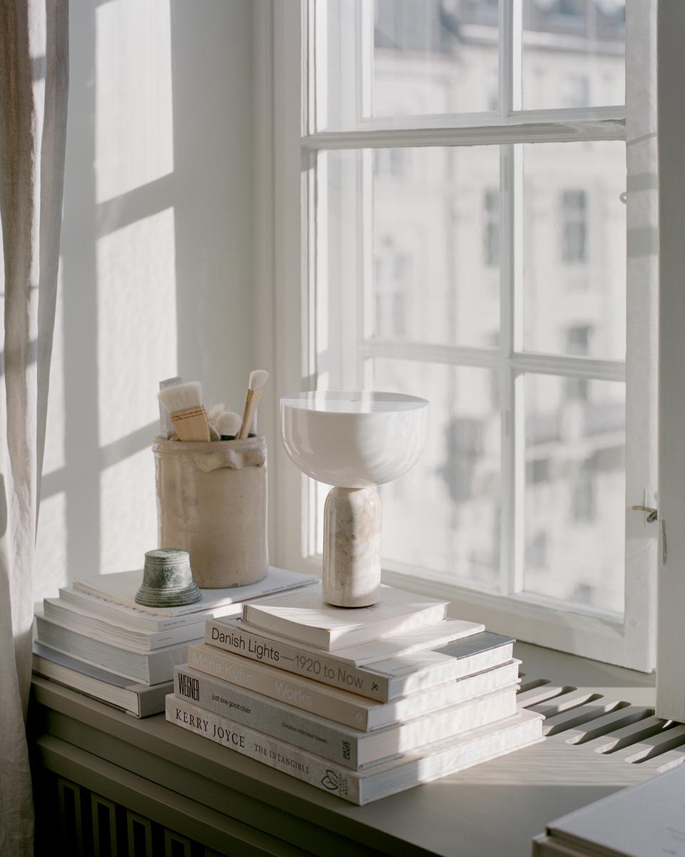 Draagbare lamp KIZU crème marmer