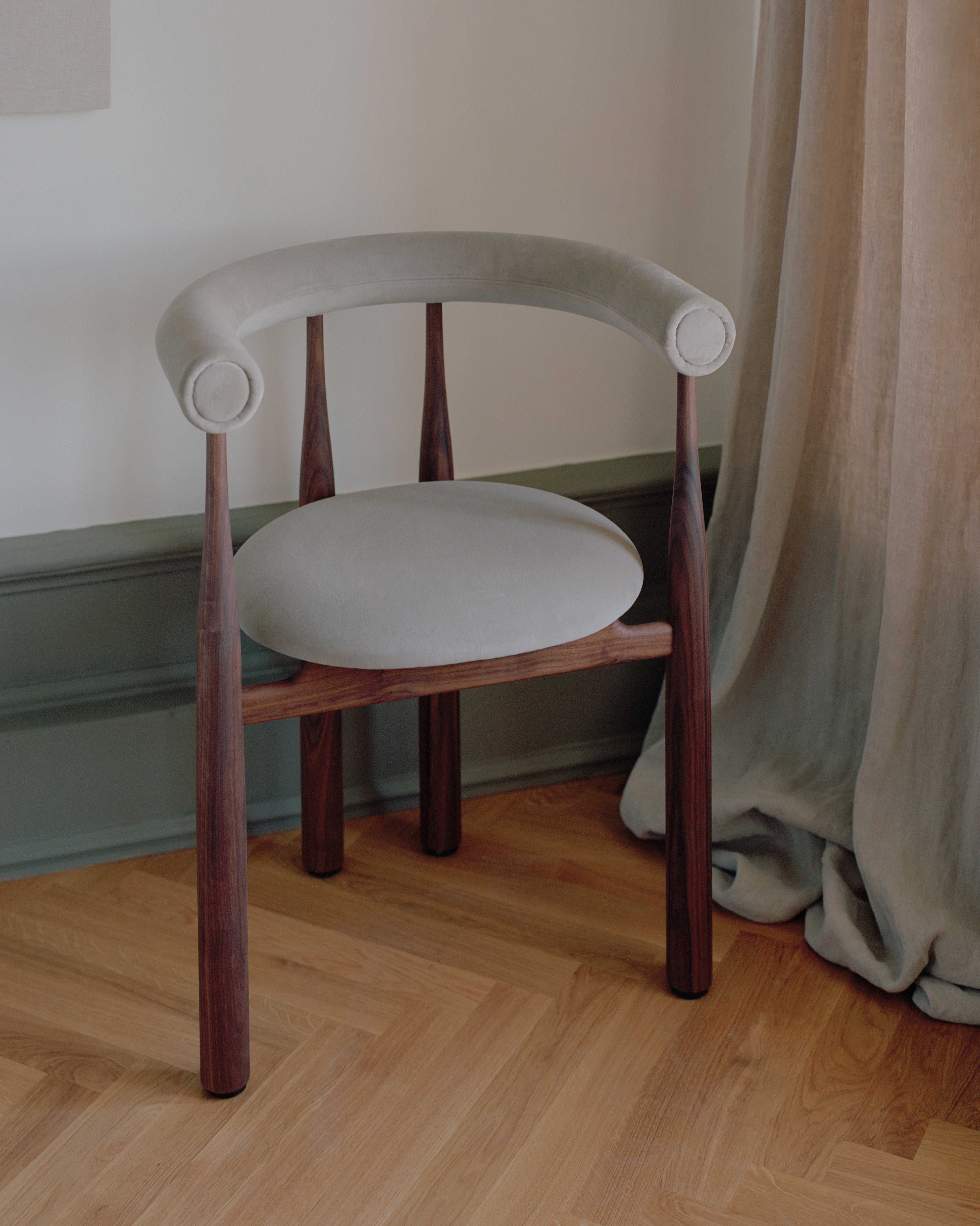 BUKOWSKI FULLY upholstered chair with walnut base