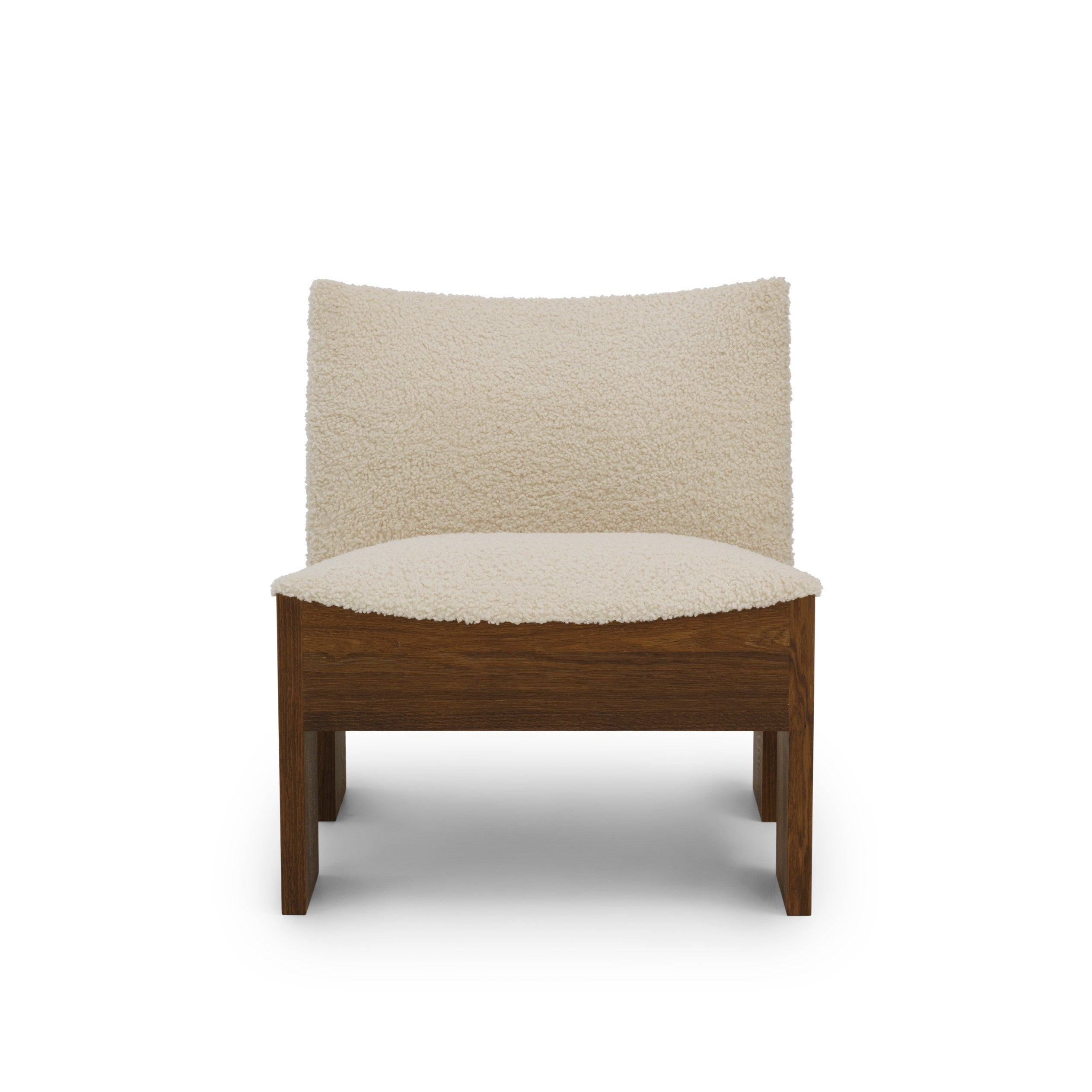 Gestoffeerde fauteuil TENON met een donkere eiken basis