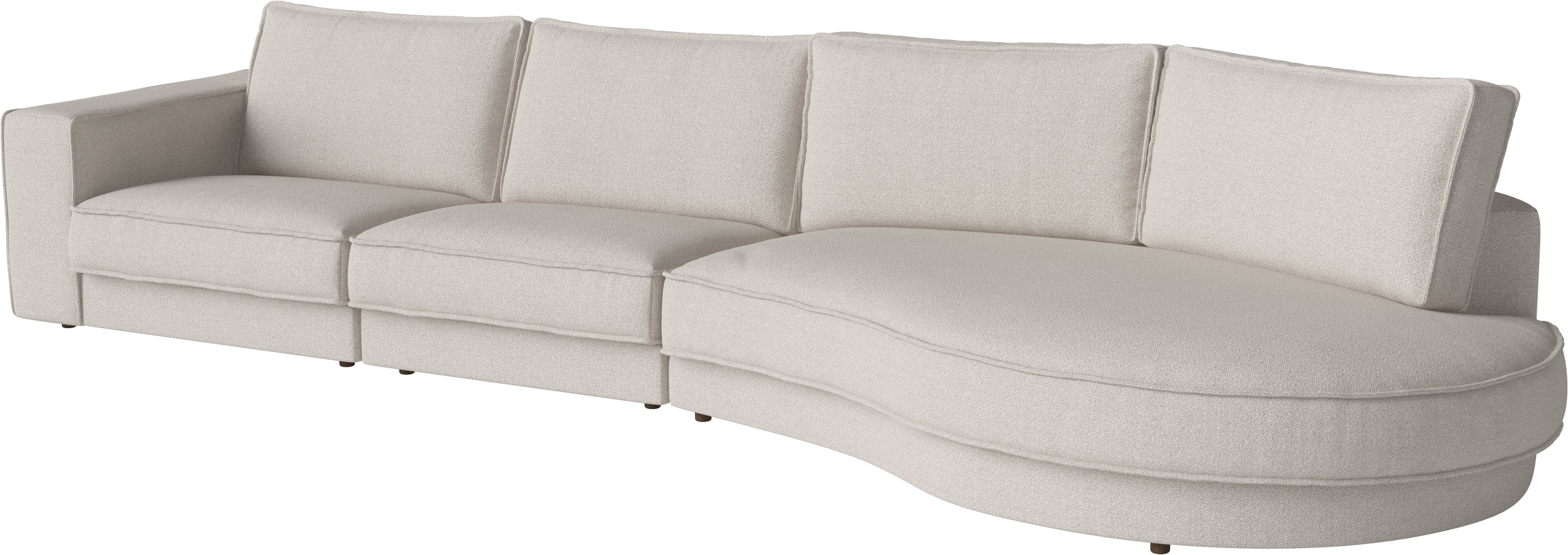 NOORA 3-module sofa with a rounded right side and a dark base