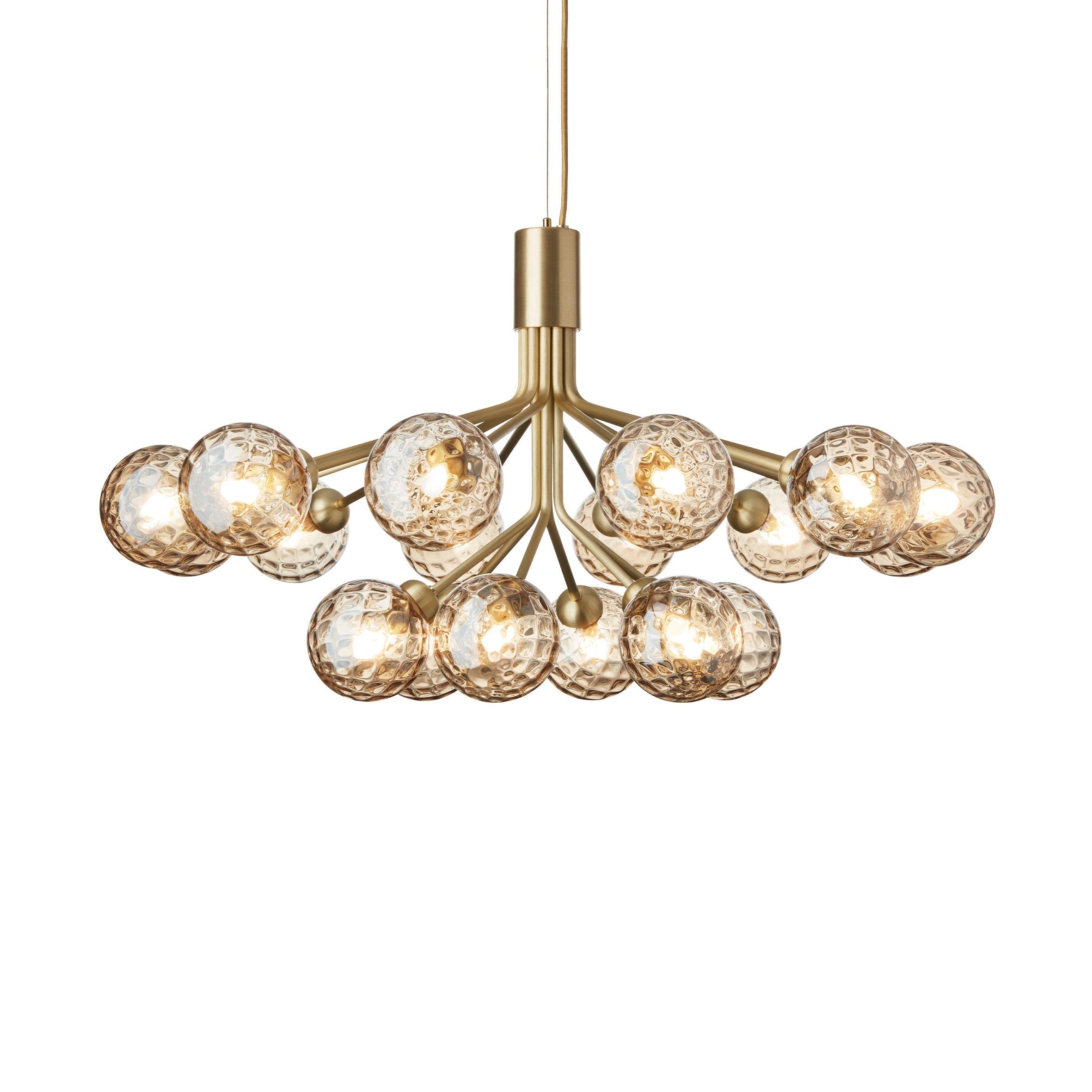 Kronleuchter APIALES 18 Messing mit goldenem Glas