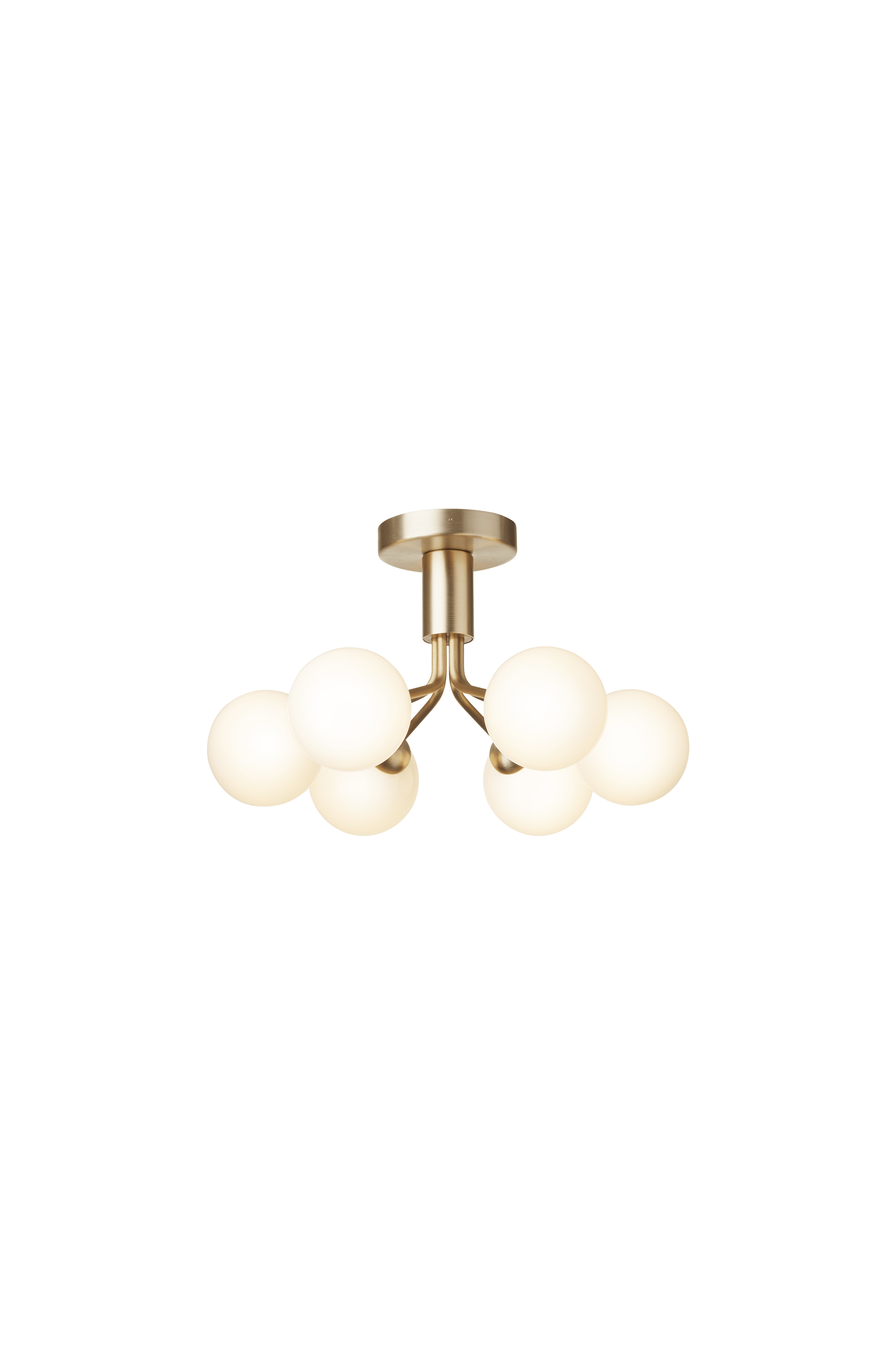 Plafondlamp APIALES 6 messing met opaalglas