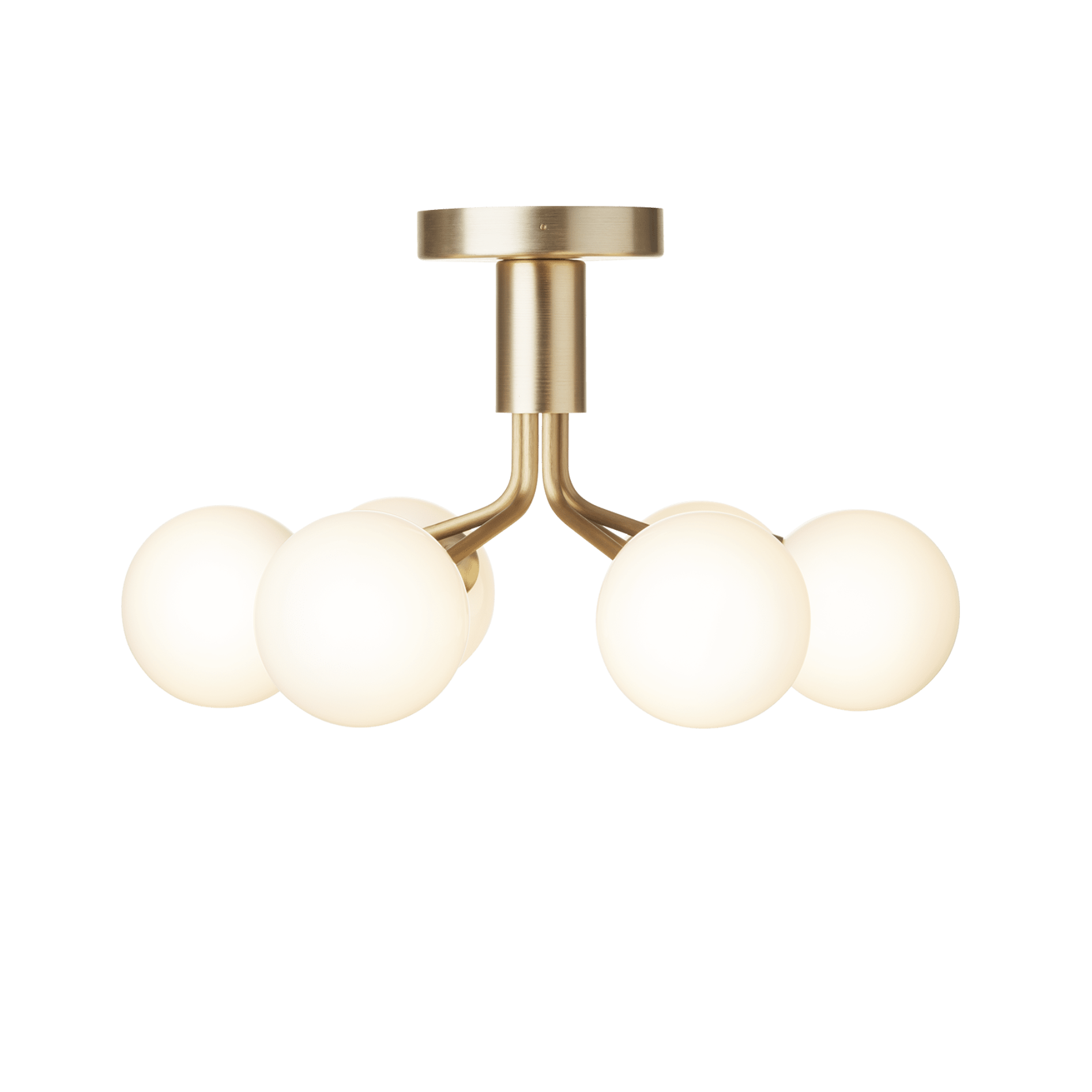 Plafondlamp APIALES 6 messing met opaalglas