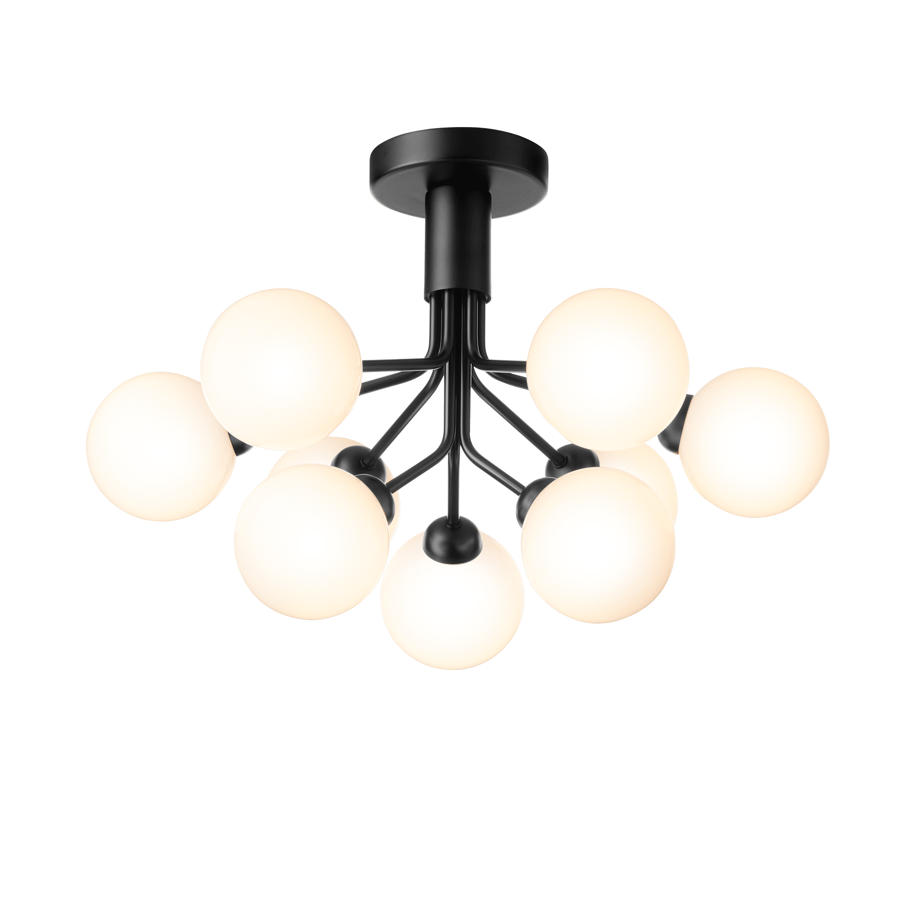 Plafondlamp APIALES 9 zwart met opaalglas