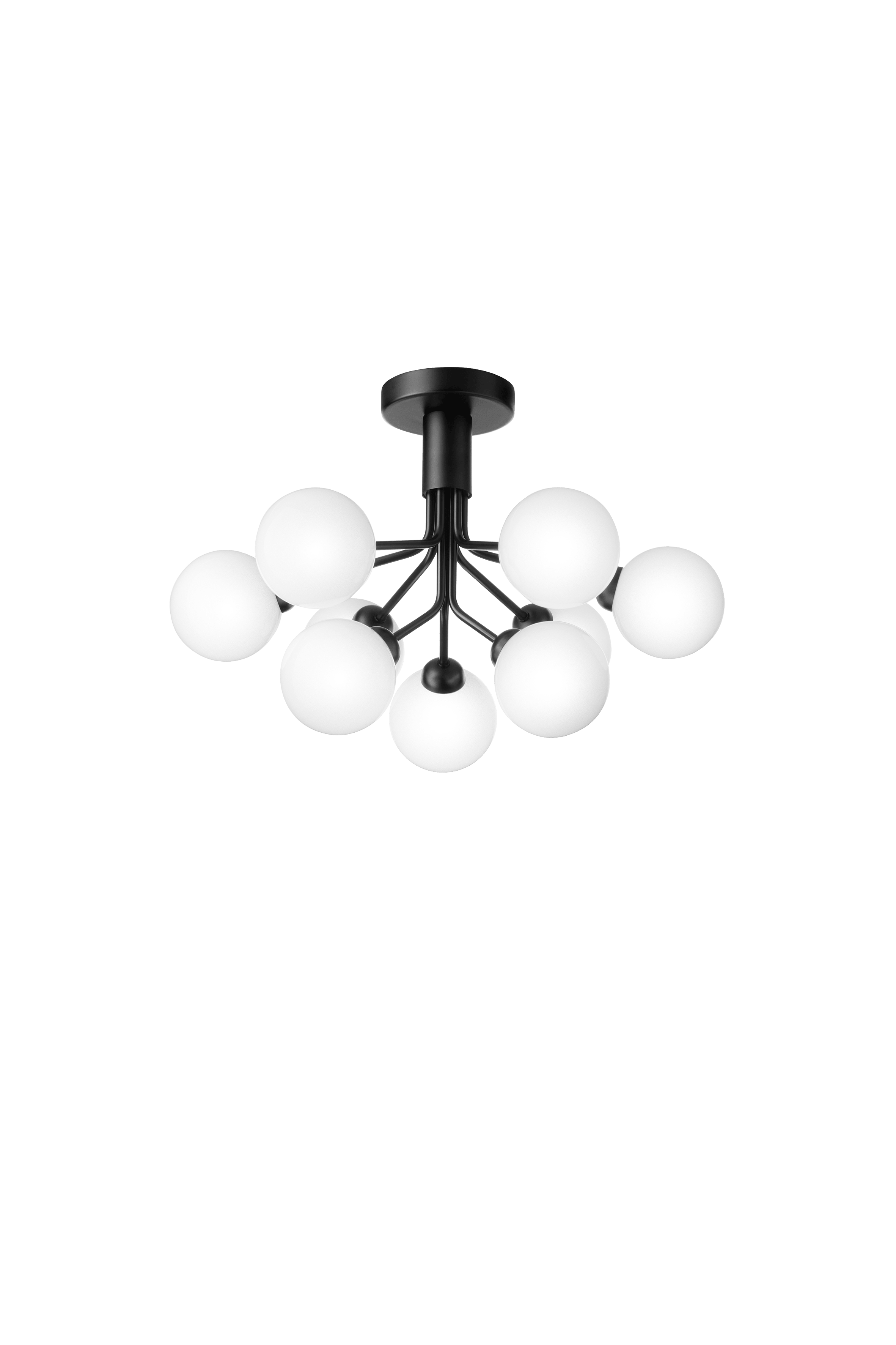Plafondlamp APIALES 9 zwart met opaalglas