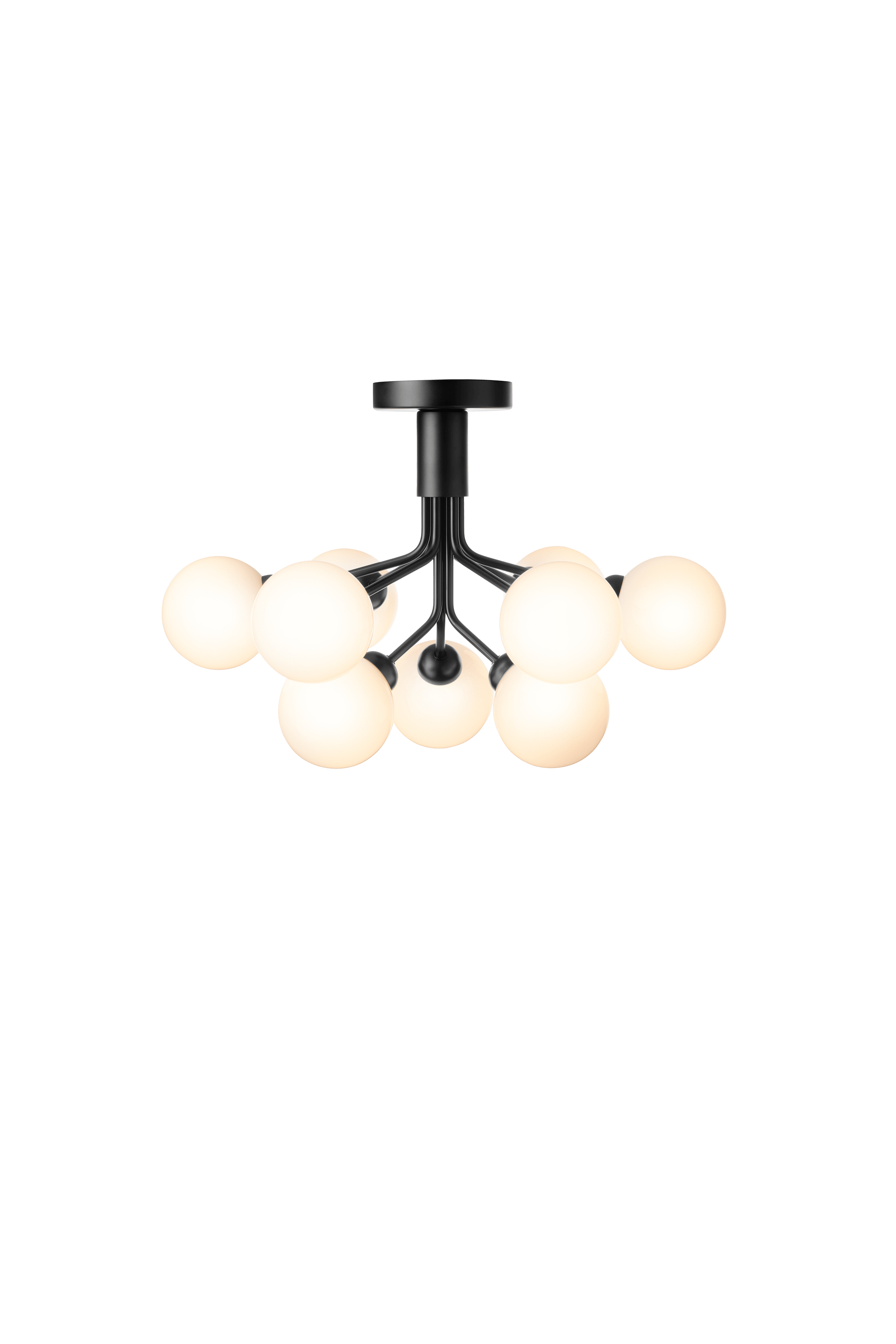 Plafondlamp APIALES 9 zwart met opaalglas
