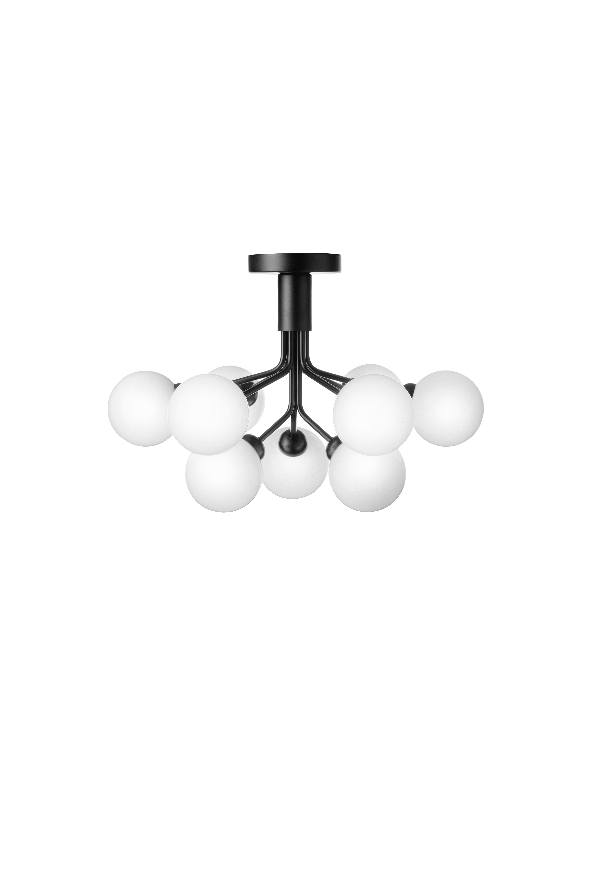 Plafondlamp APIALES 9 zwart met opaalglas