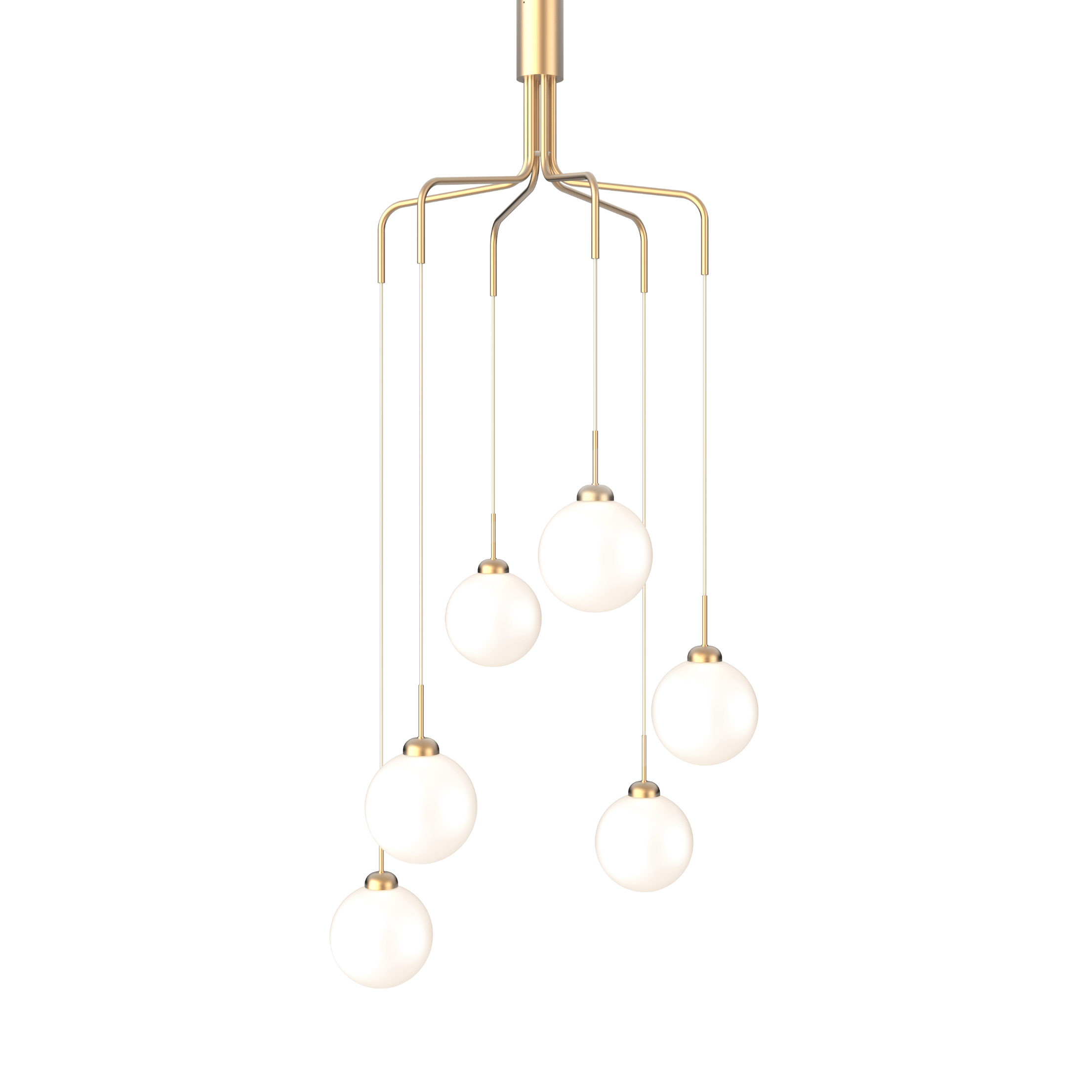 Hanglamp APIALES CLUSTER 6 messing met opaalglas