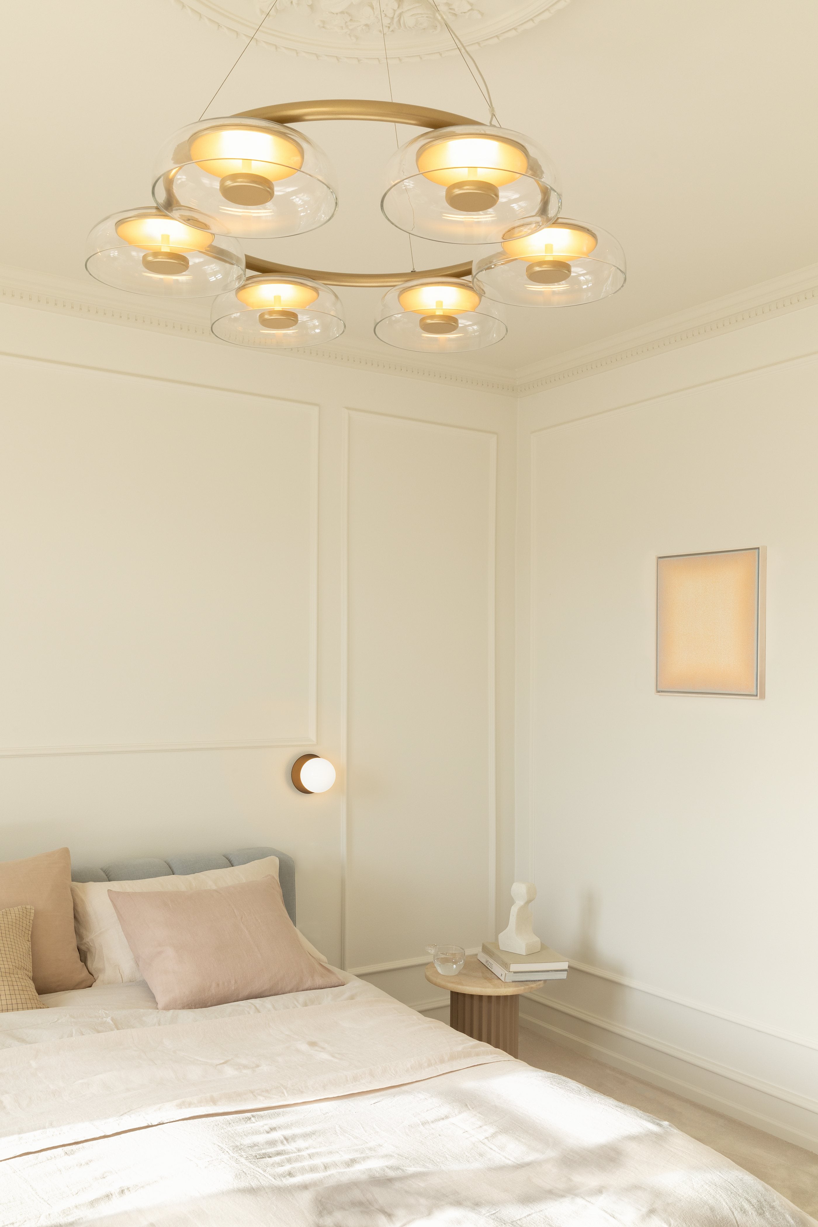 Kronleuchter BLOSSI 6 gold mit transparentem Glas