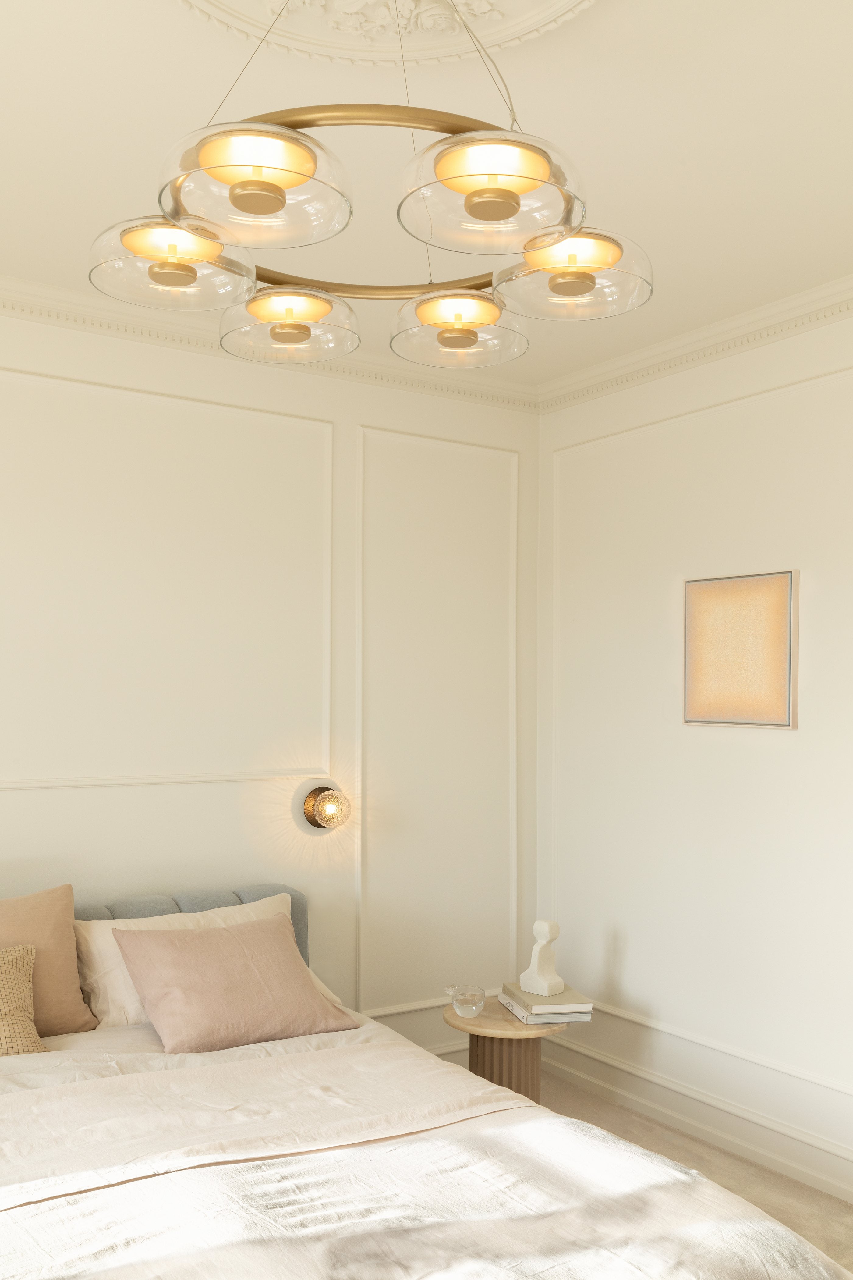 Kronleuchter BLOSSI 6 gold mit transparentem Glas