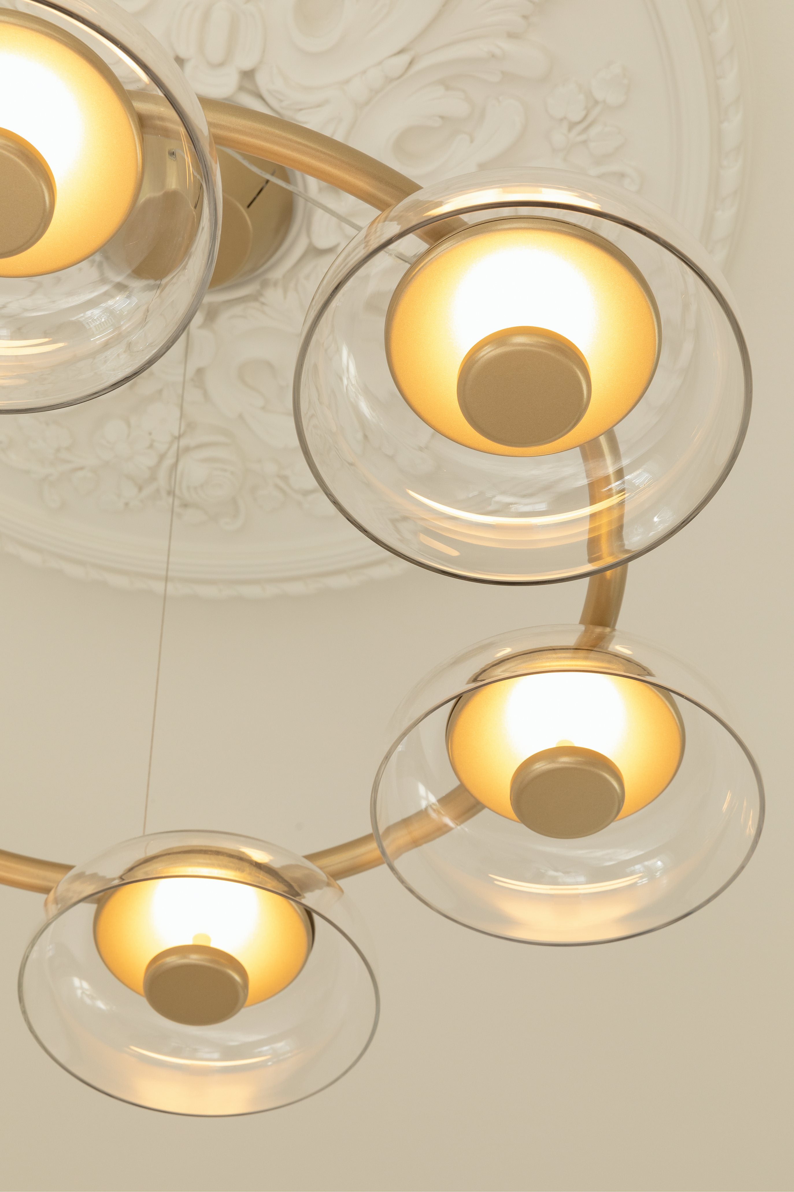 Kronleuchter BLOSSI 6 gold mit transparentem Glas